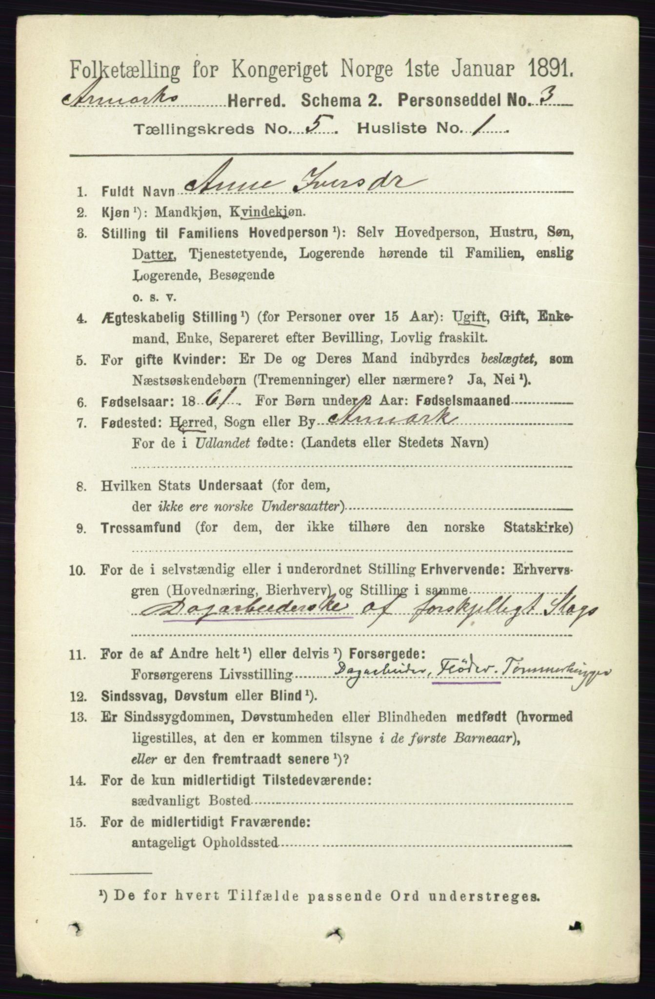 RA, 1891 census for 0118 Aremark, 1891, p. 2480