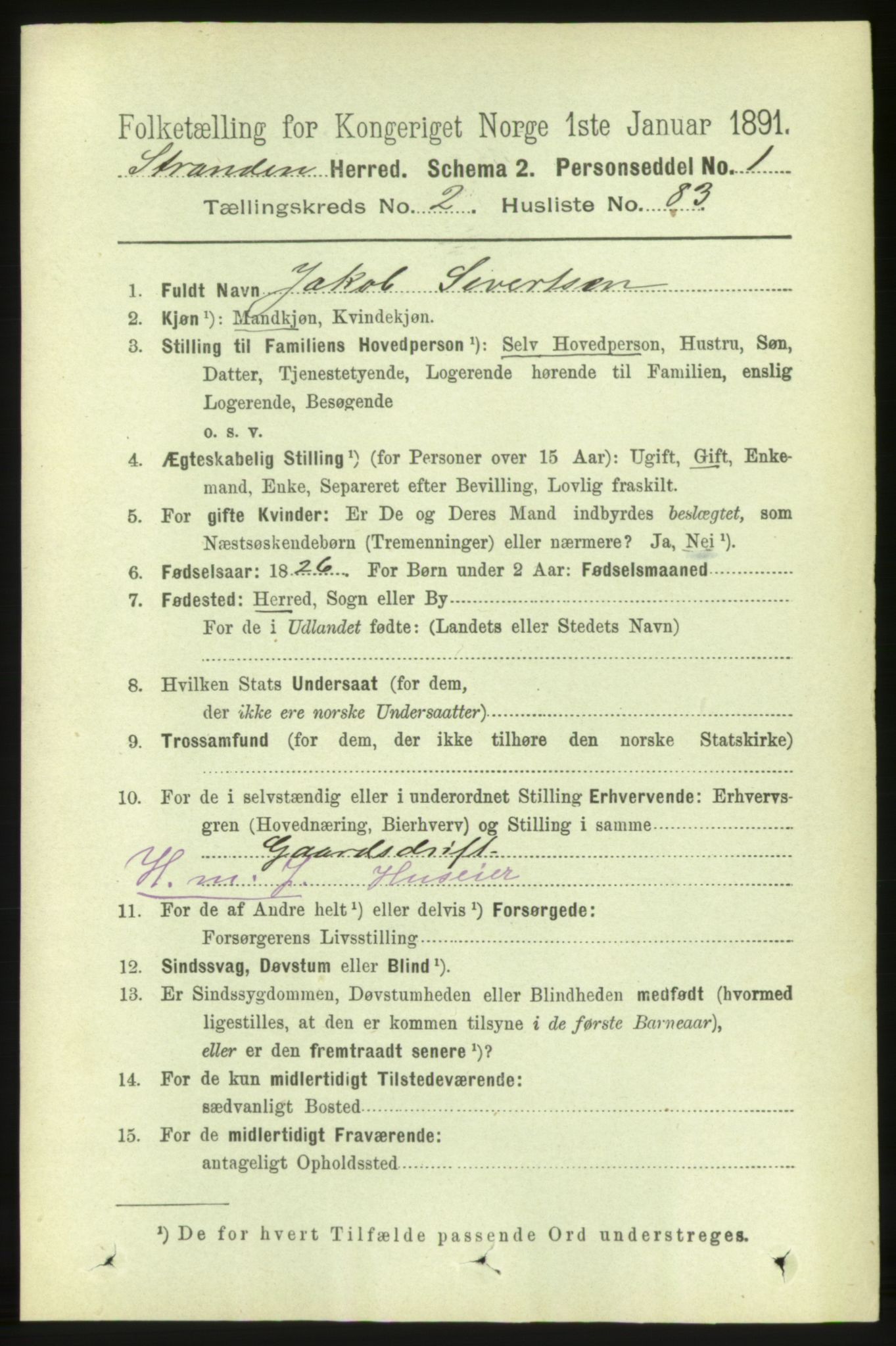 RA, 1891 census for 1525 Stranda, 1891, p. 357