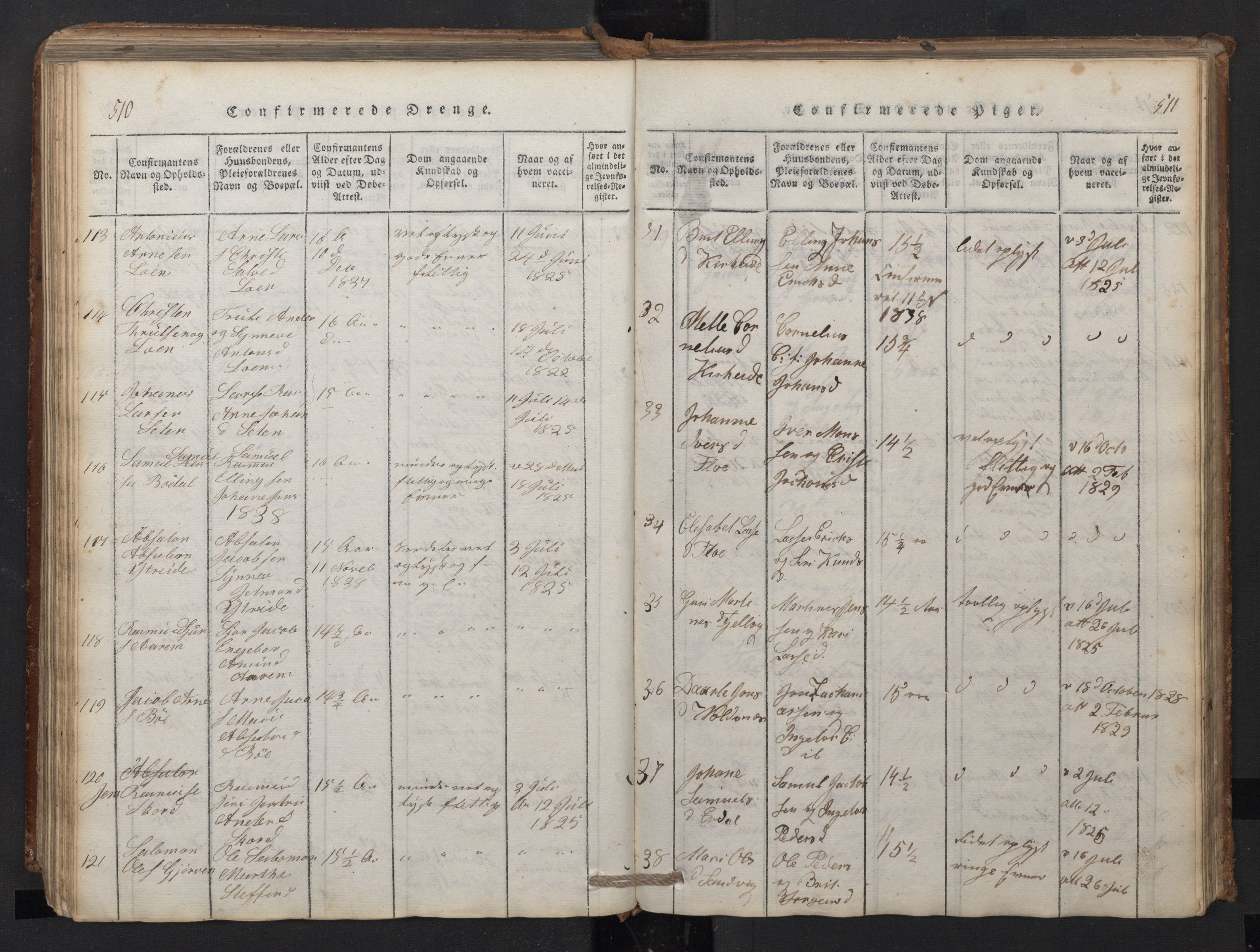 Stryn Sokneprestembete, SAB/A-82501: Parish register (copy) no. A 1, 1816-1844, p. 510-511
