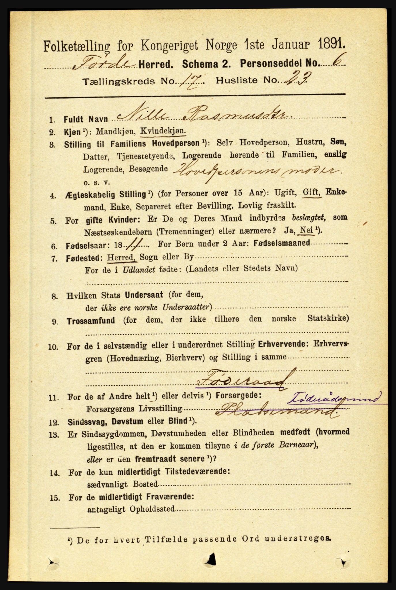 RA, 1891 census for 1432 Førde, 1891, p. 6173