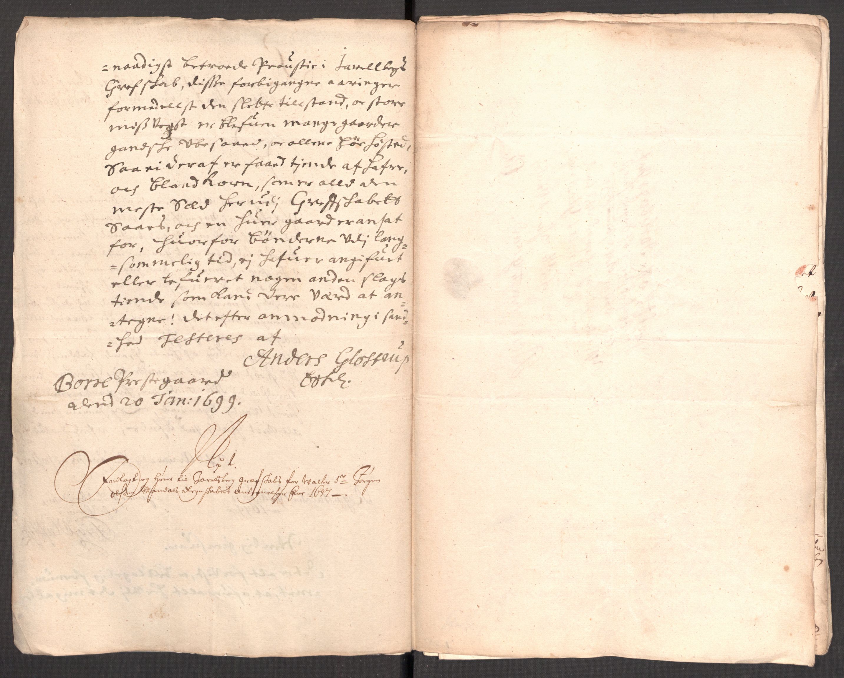 Rentekammeret inntil 1814, Reviderte regnskaper, Fogderegnskap, AV/RA-EA-4092/R32/L1868: Fogderegnskap Jarlsberg grevskap, 1697-1699, p. 439