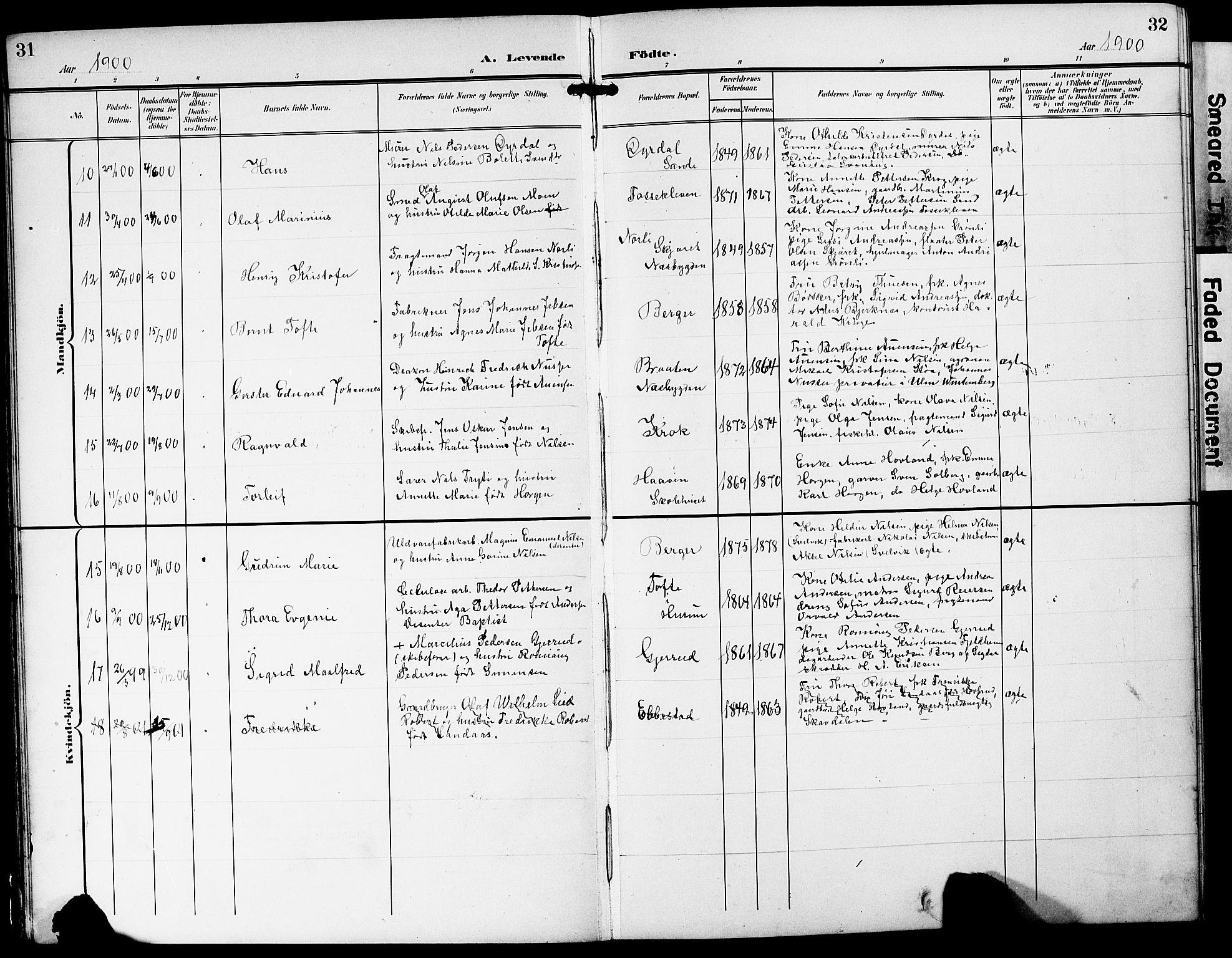 Strømm kirkebøker, AV/SAKO-A-322/G/Ga/L0004: Parish register (copy) no. I 4, 1897-1927, p. 31-32