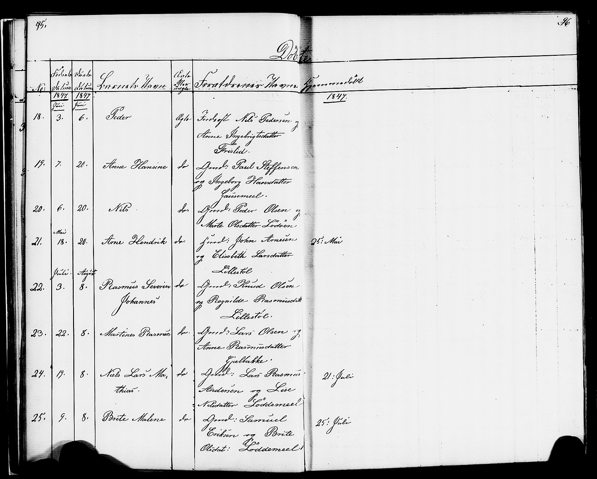 Hornindal sokneprestembete, AV/SAB-A-82401/H/Haa/Haaa/L0001: Parish register (official) no. A 1, 1837-1866, p. 96-97