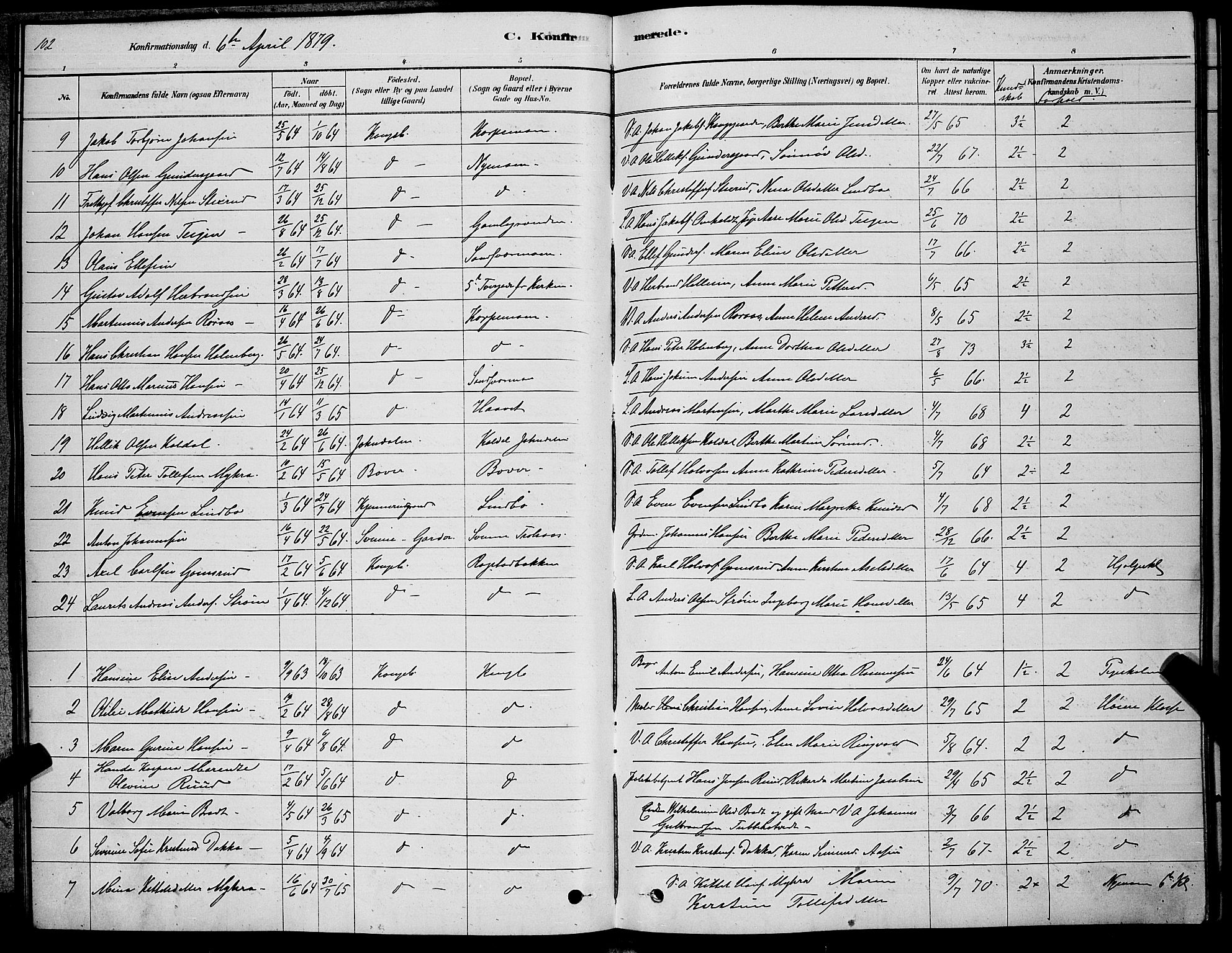 Kongsberg kirkebøker, SAKO/A-22/G/Ga/L0005: Parish register (copy) no. 5, 1878-1889, p. 102