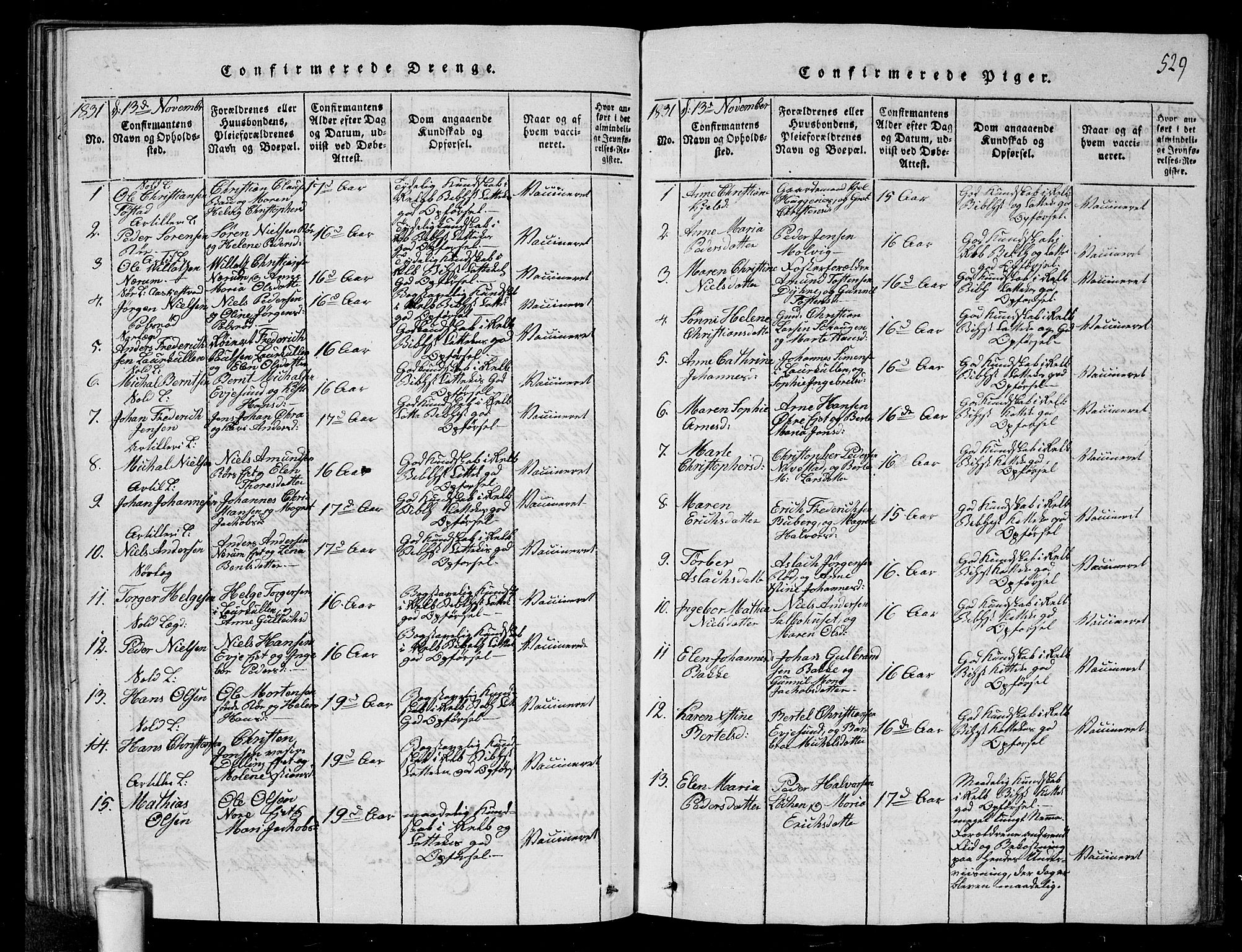 Rygge prestekontor Kirkebøker, SAO/A-10084b/G/Ga/L0001: Parish register (copy) no. 1, 1814-1871, p. 528-529