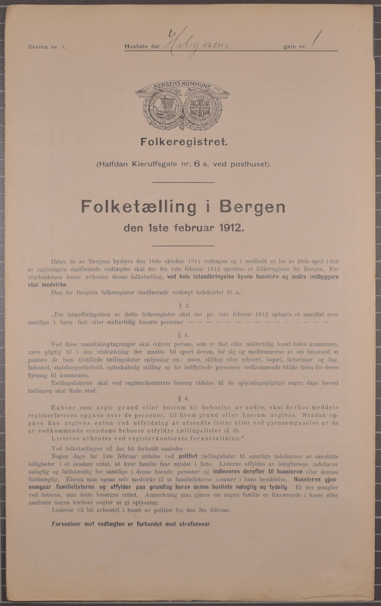 SAB, Municipal Census 1912 for Bergen, 1912, p. 1976