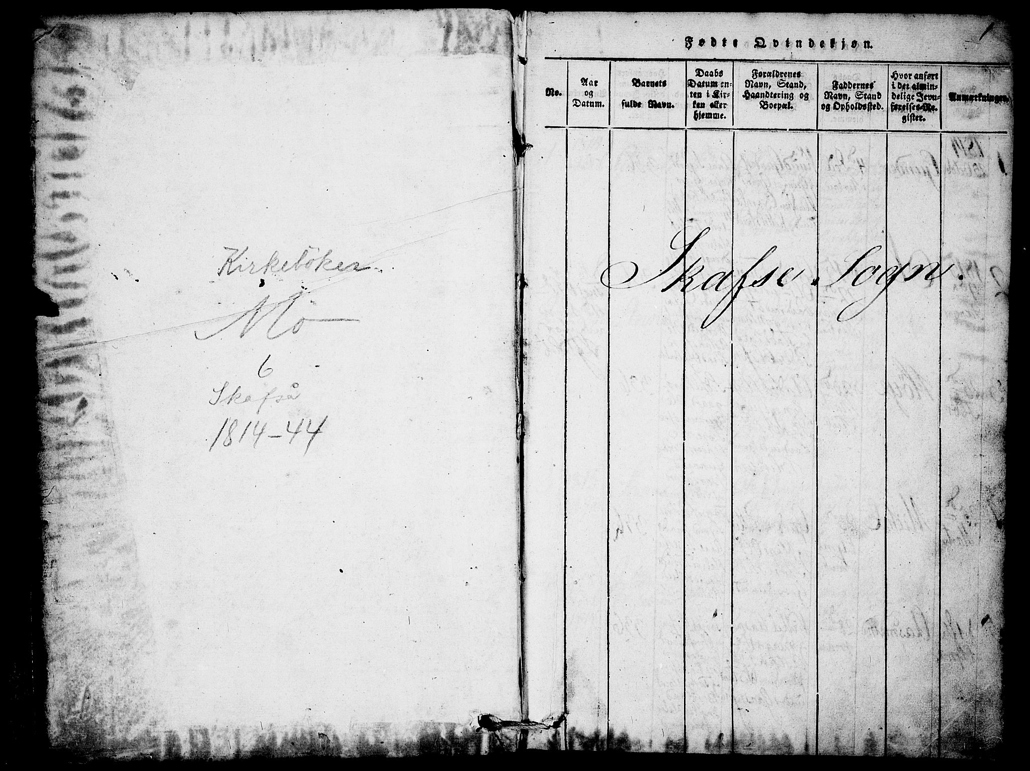 Mo kirkebøker, SAKO/A-286/F/Fb/L0001: Parish register (official) no. II 1, 1814-1844, p. 1