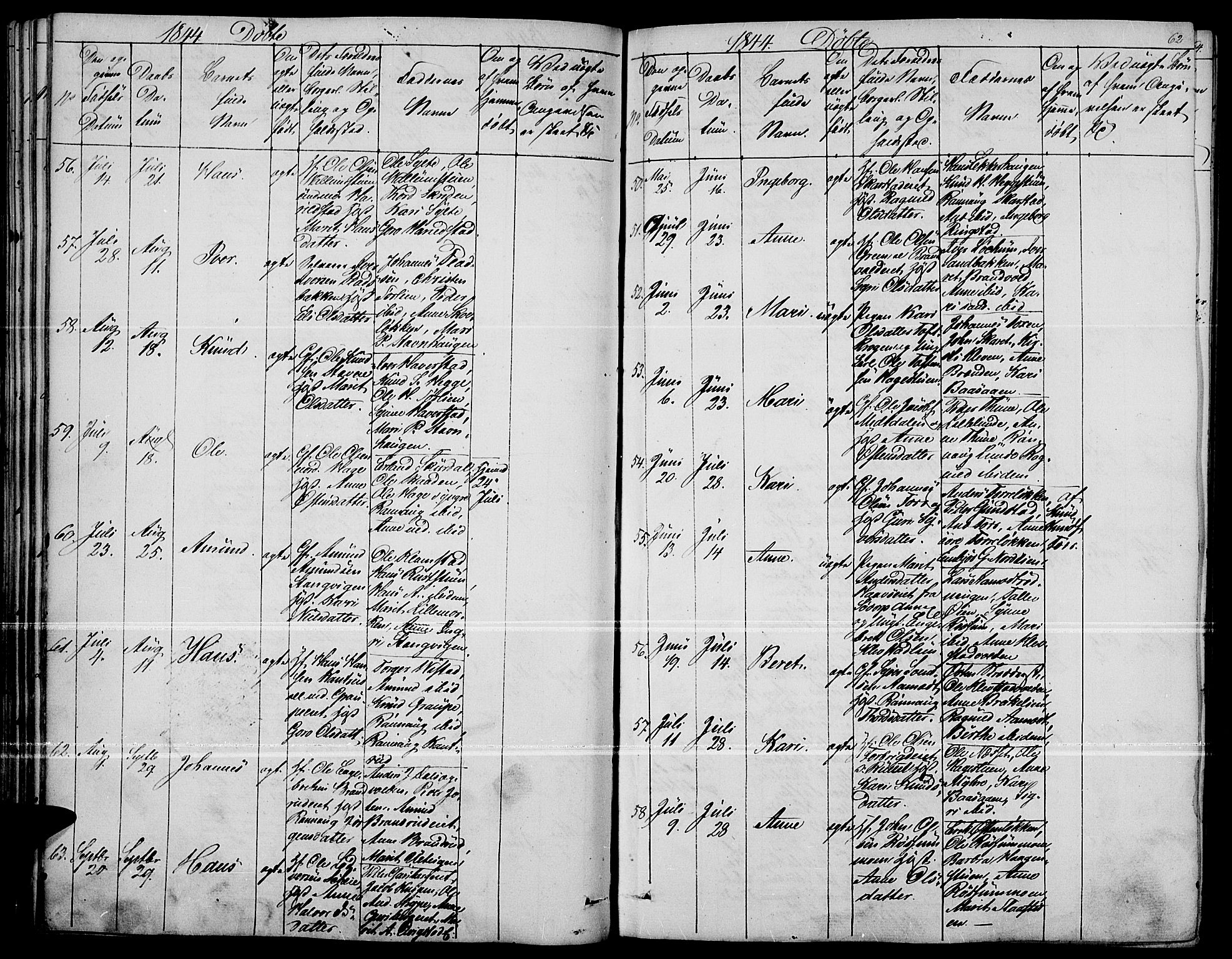 Fron prestekontor, SAH/PREST-078/H/Ha/Haa/L0004: Parish register (official) no. 4, 1839-1848, p. 62