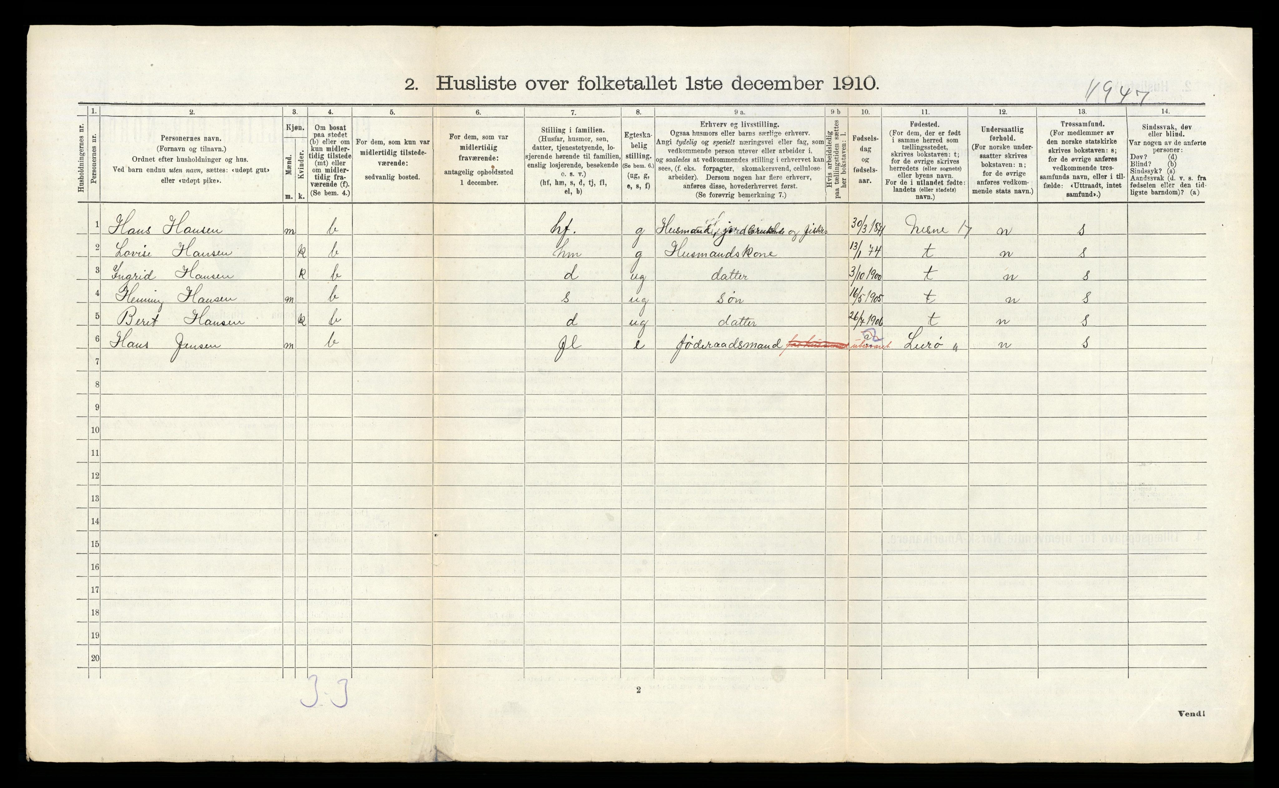 RA, 1910 census for Dønnes, 1910, p. 441