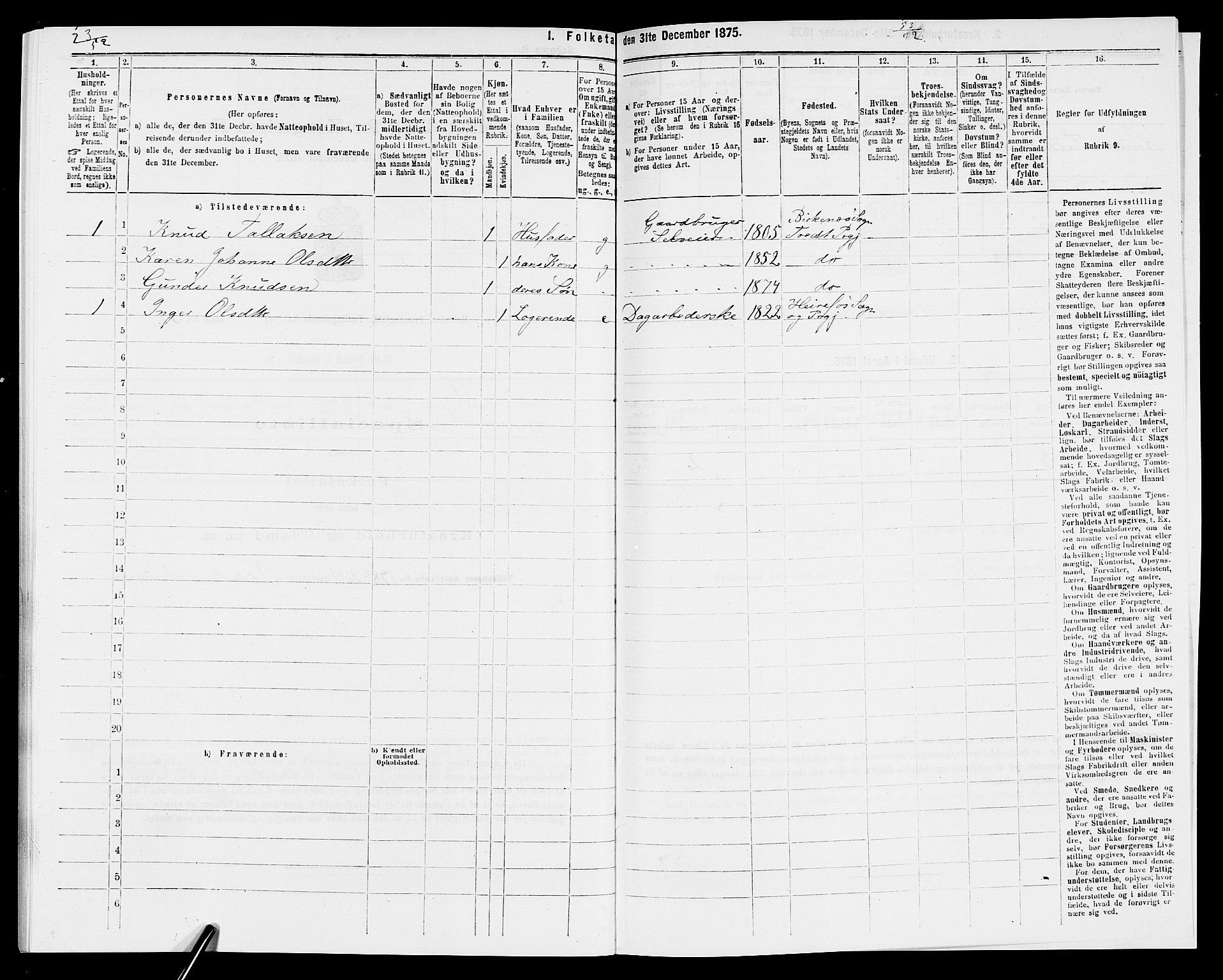 SAK, 1875 census for 0933P Herefoss, 1875, p. 186