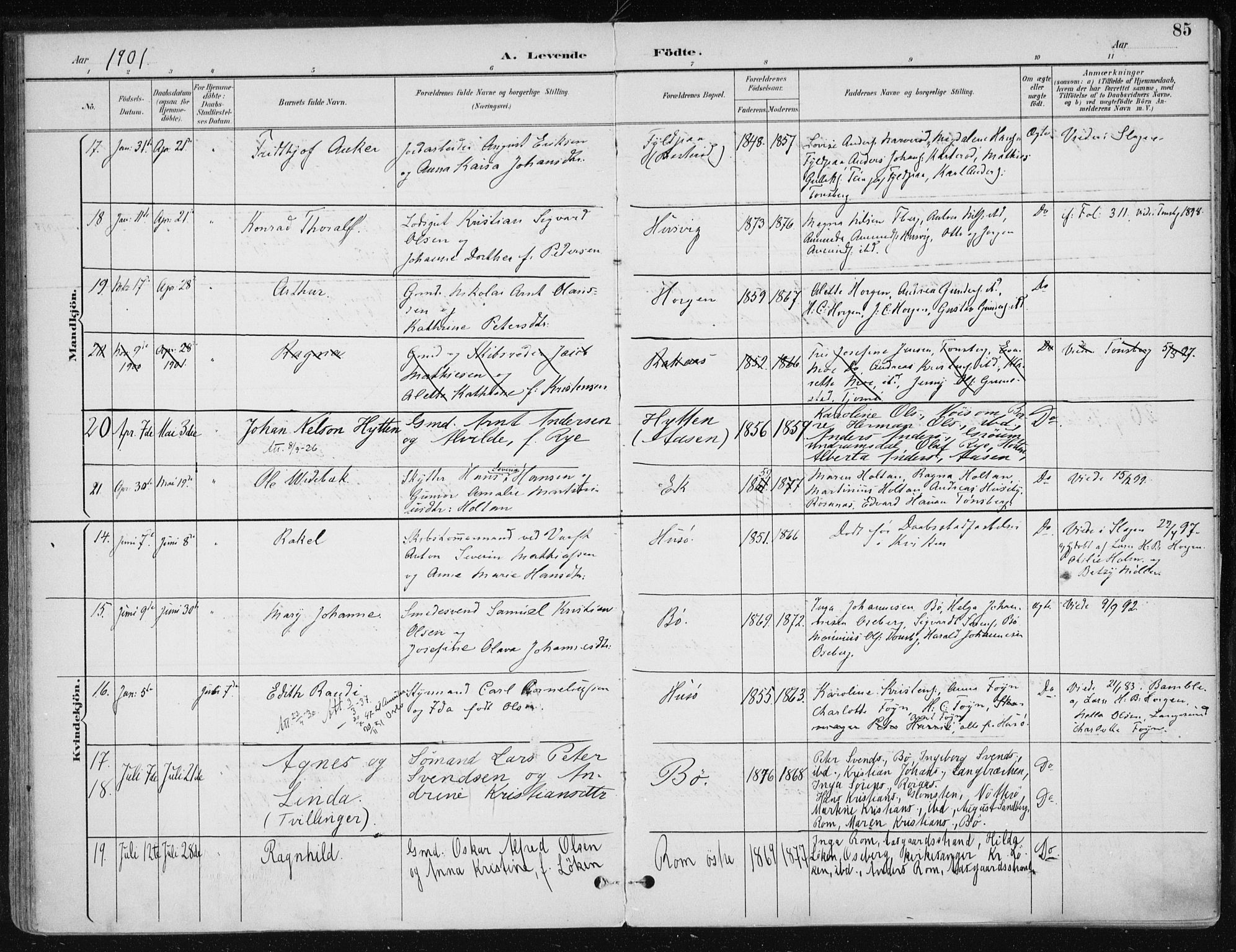 Sem kirkebøker, AV/SAKO-A-5/F/Fb/L0005: Parish register (official) no. II 5, 1892-1904, p. 85