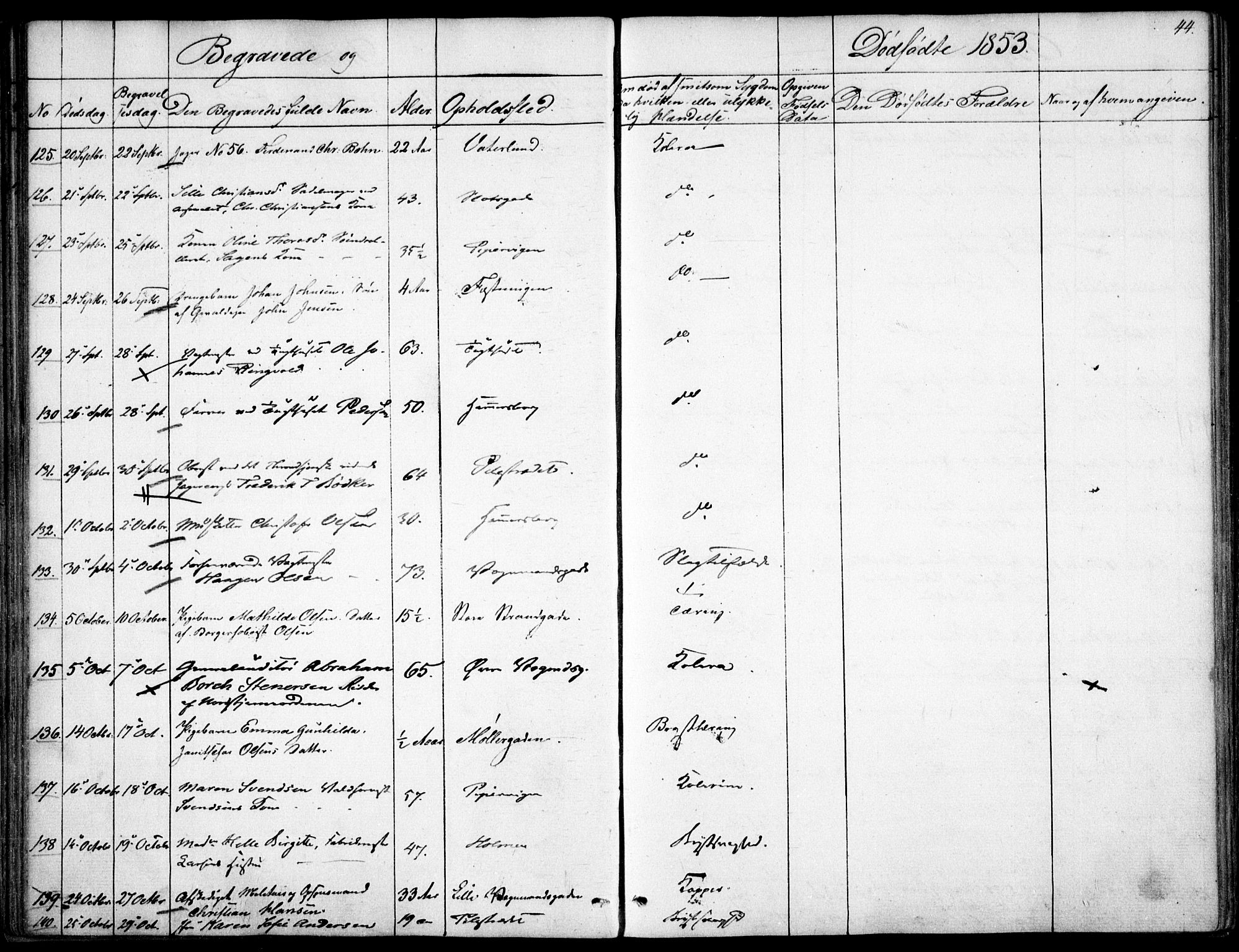 Garnisonsmenigheten Kirkebøker, AV/SAO-A-10846/F/Fa/L0009: Parish register (official) no. 9, 1842-1859, p. 44