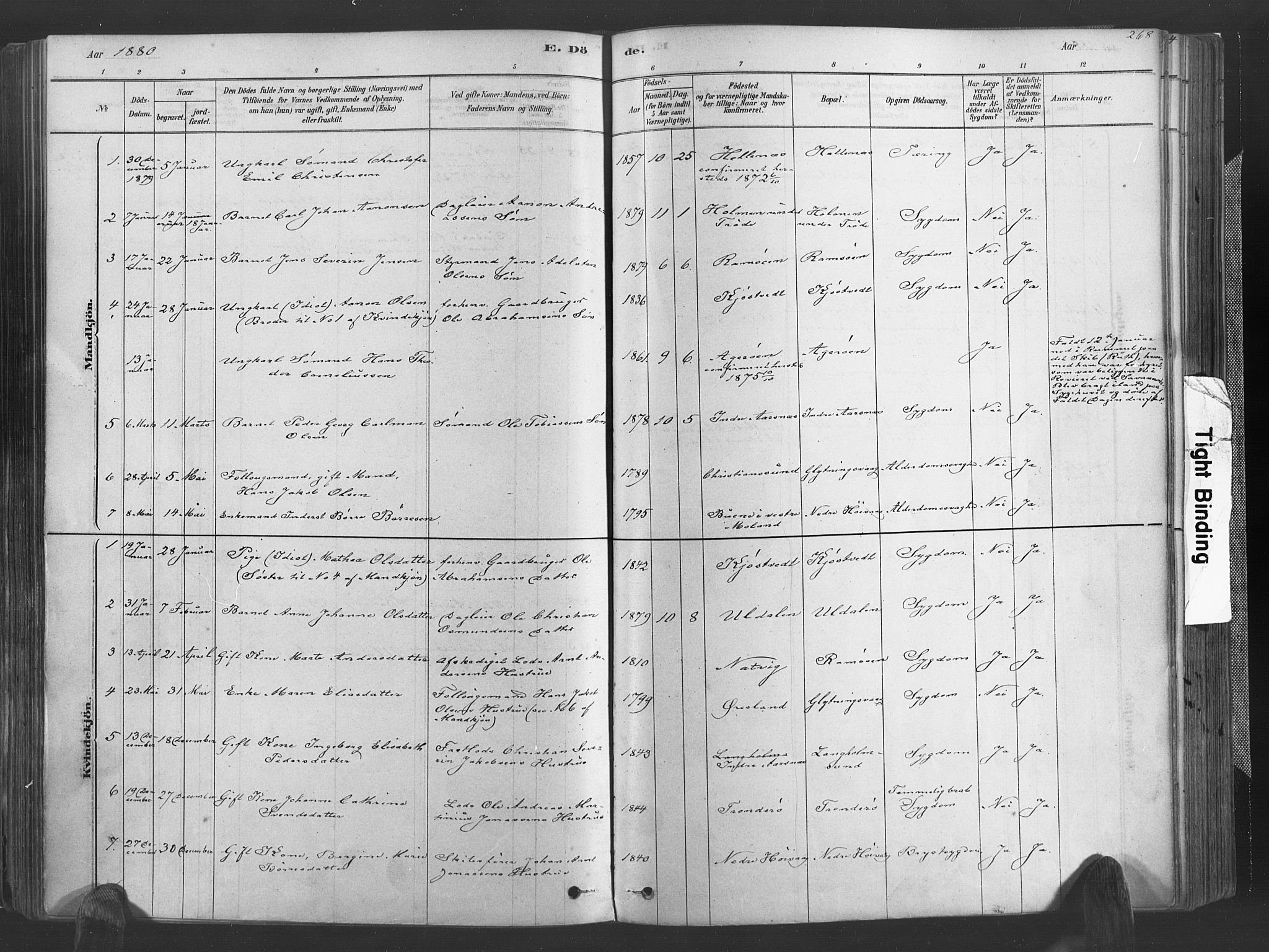Høvåg sokneprestkontor, SAK/1111-0025/F/Fa/L0005: Parish register (official) no. A 5, 1878-1893, p. 268