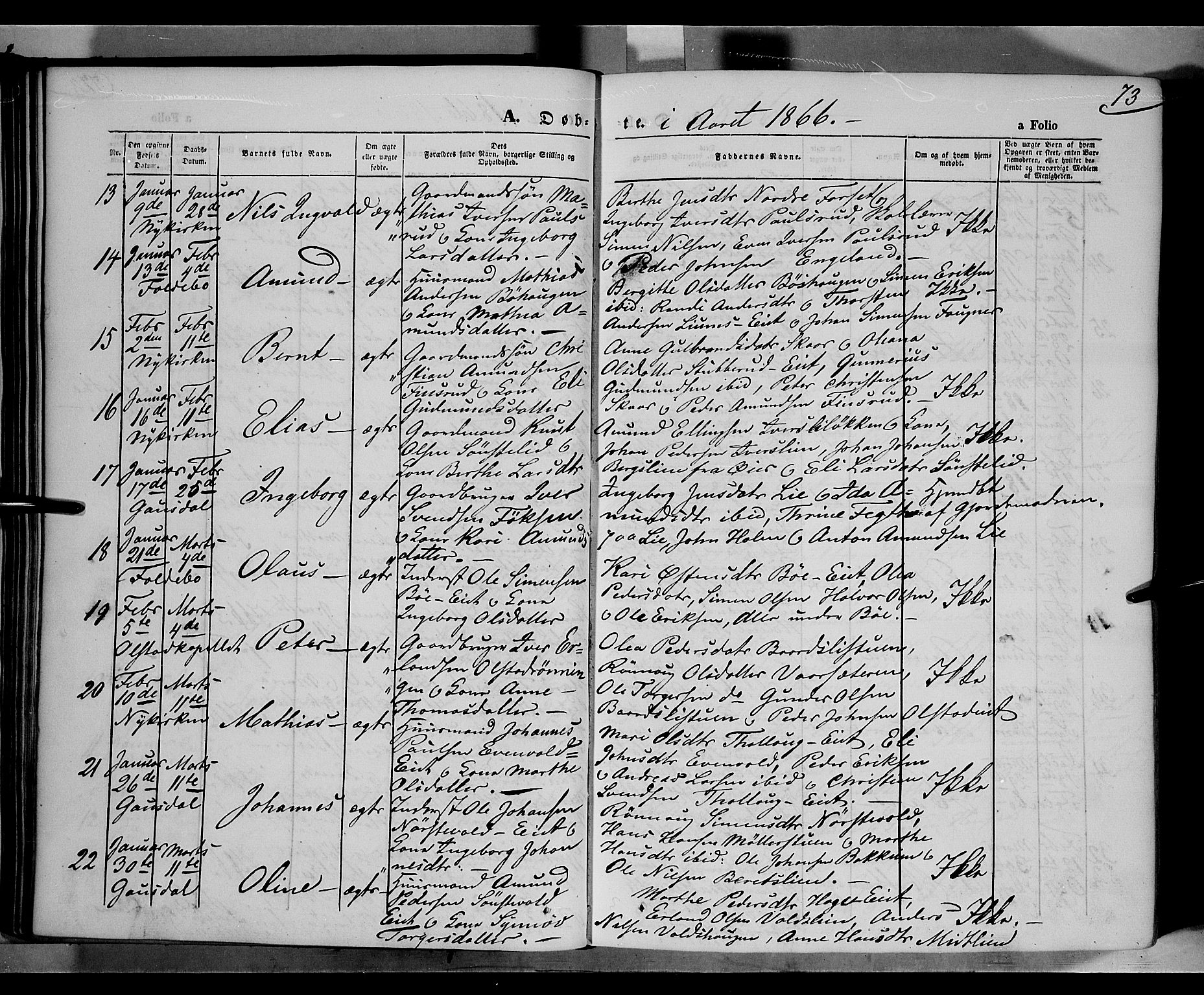 Gausdal prestekontor, AV/SAH-PREST-090/H/Ha/Haa/L0009: Parish register (official) no. 9, 1862-1873, p. 73