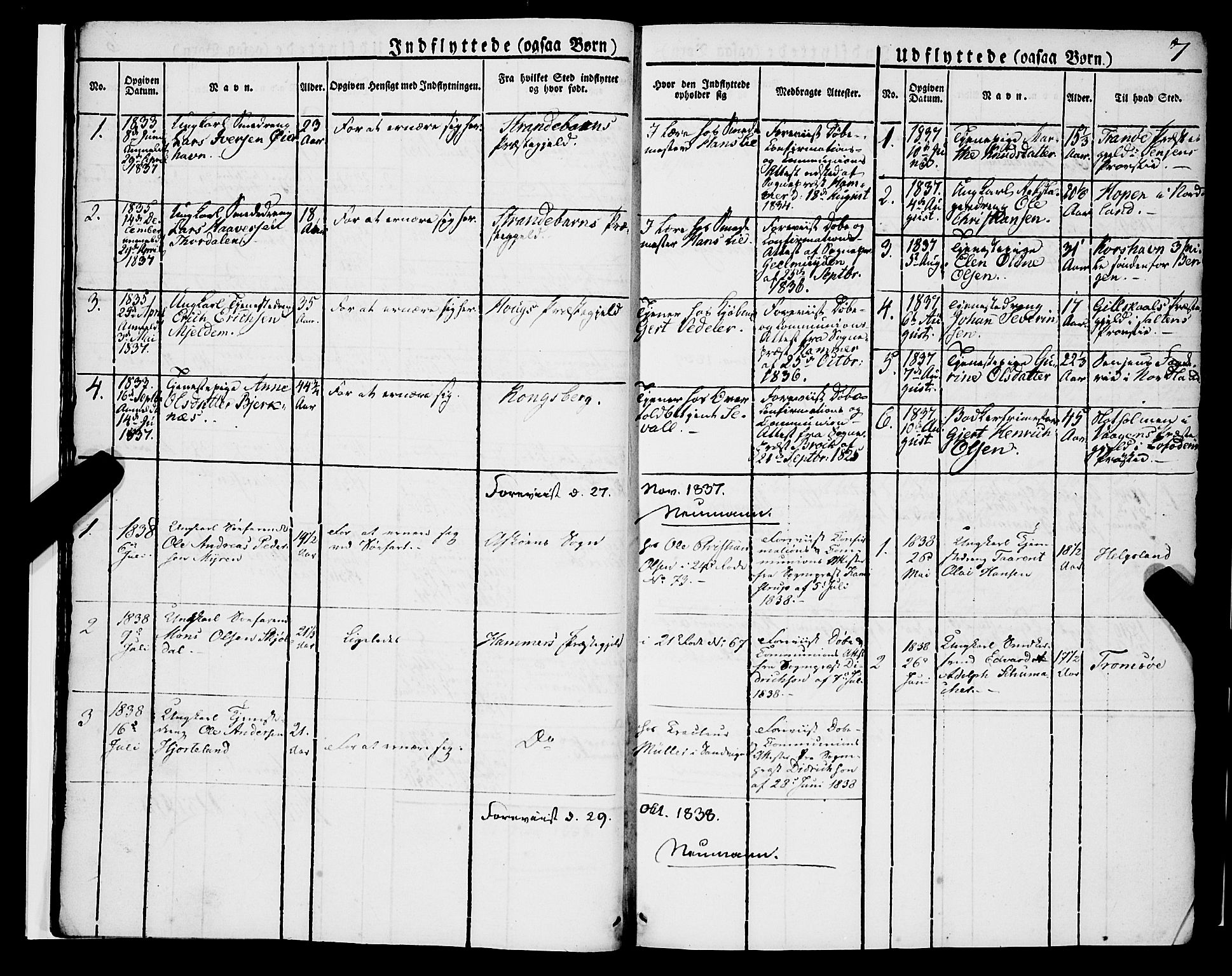 Korskirken sokneprestembete, SAB/A-76101/H/Haa/L0050: Parish register (official) no. F 1, 1821-1869, p. 7