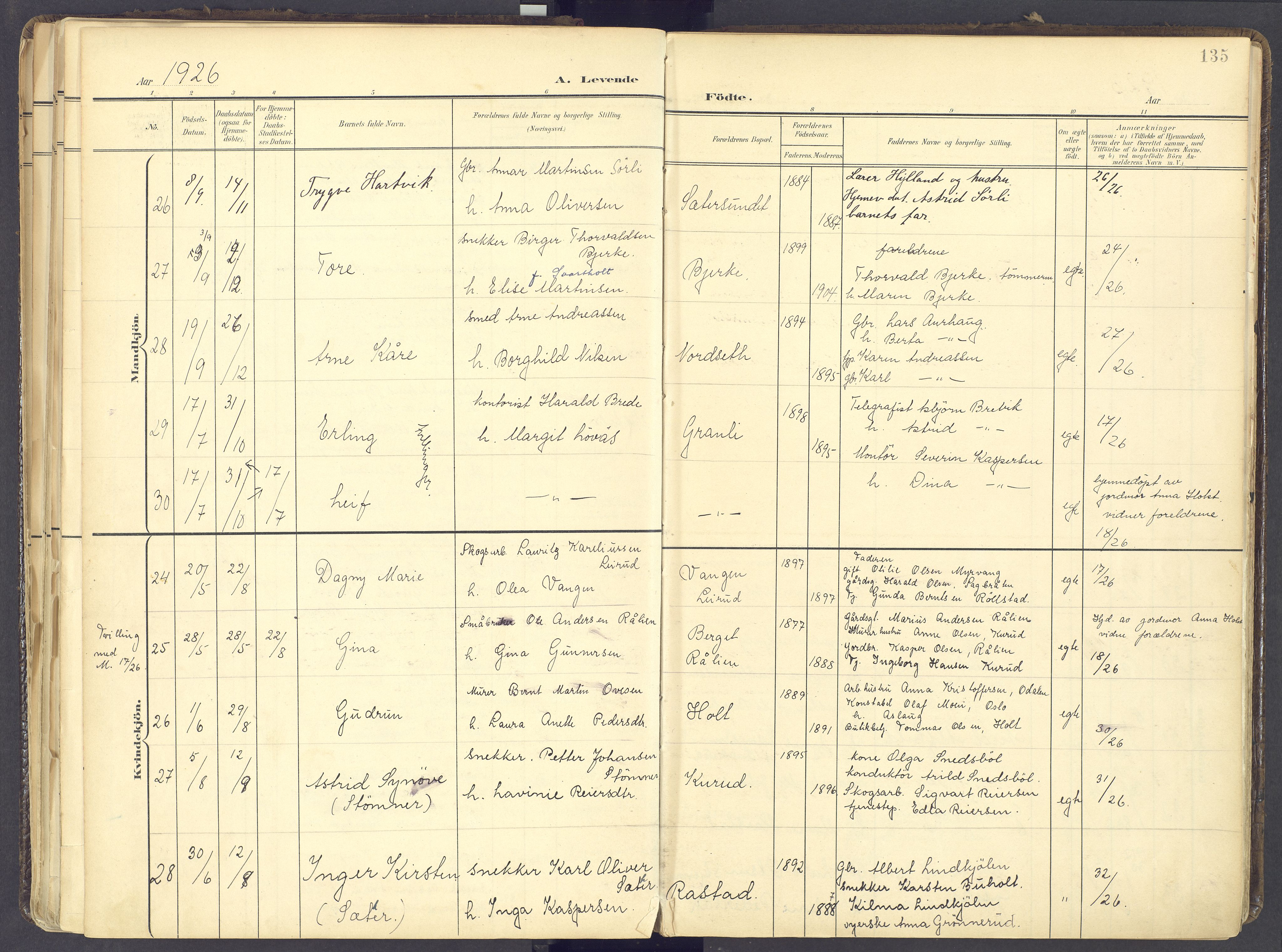 Vinger prestekontor, AV/SAH-PREST-024/H/Ha/Haa/L0017: Parish register (official) no. 17, 1901-1927, p. 135