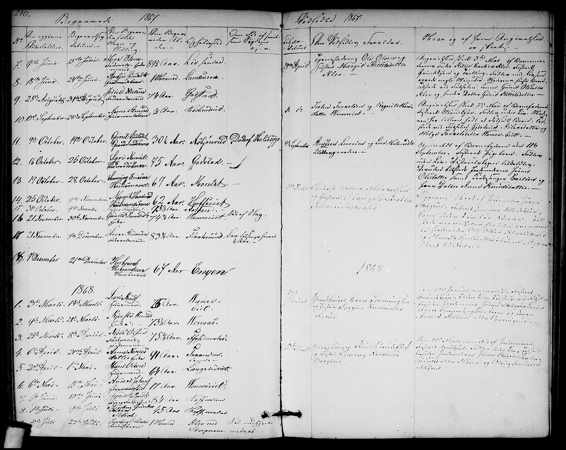 Rollag kirkebøker, AV/SAKO-A-240/G/Ga/L0003: Parish register (copy) no. I 3, 1856-1887, p. 210