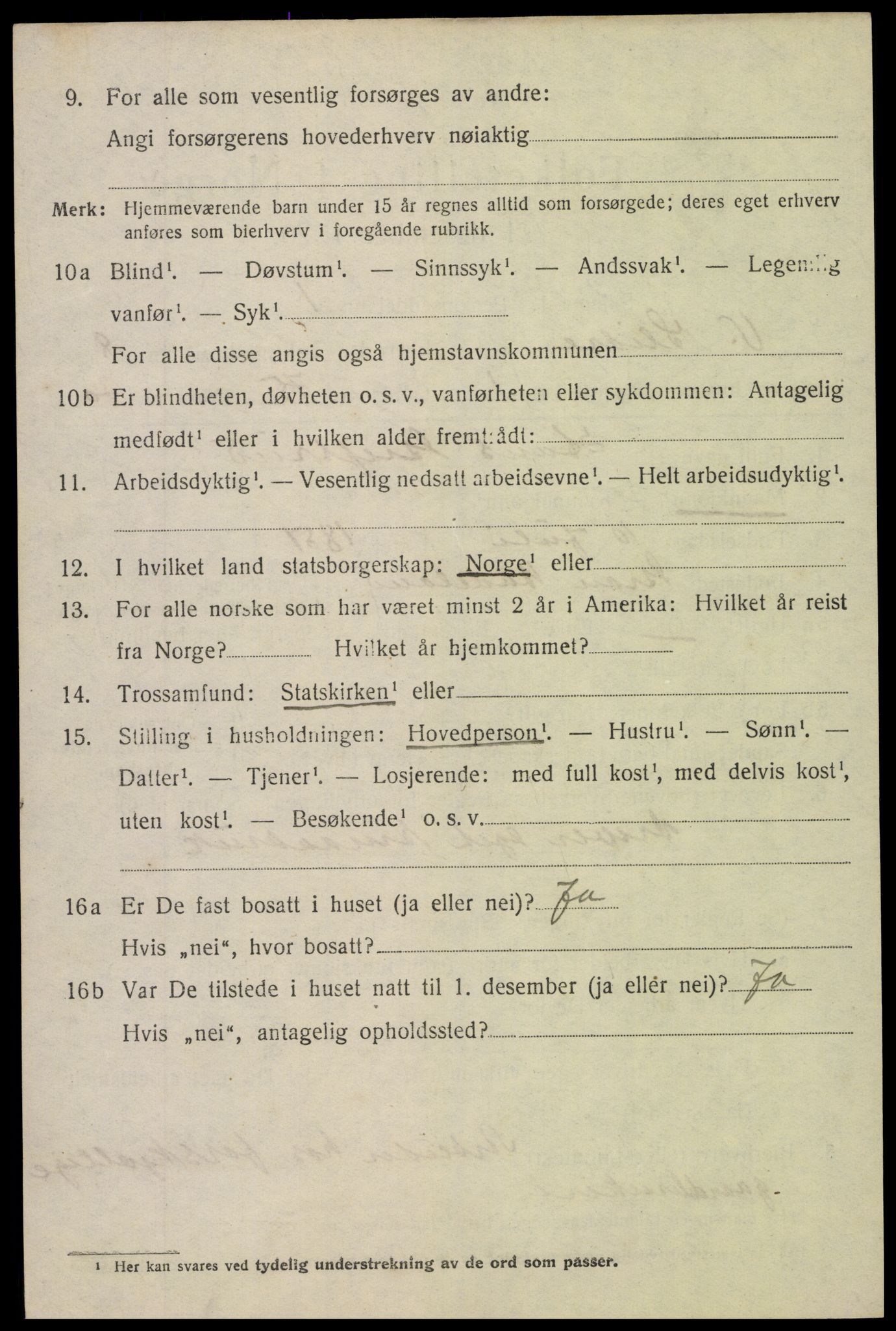 SAH, 1920 census for Vestre Slidre, 1920, p. 4277