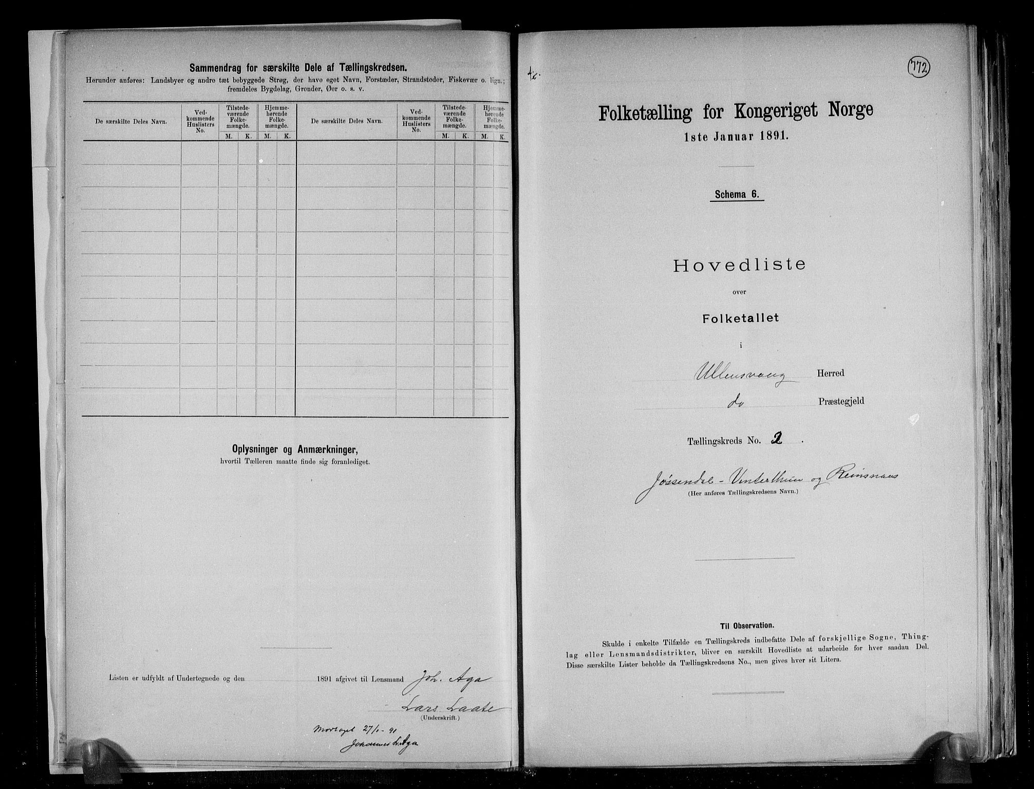 RA, 1891 census for 1230 Ullensvang, 1891, p. 8
