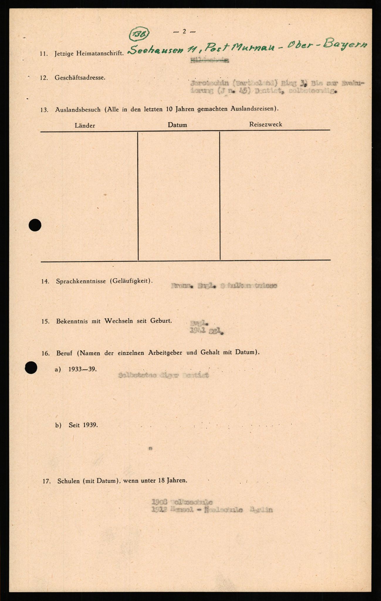 Forsvaret, Forsvarets overkommando II, AV/RA-RAFA-3915/D/Db/L0024: CI Questionaires. Tyske okkupasjonsstyrker i Norge. Tyskere., 1945-1946, p. 182