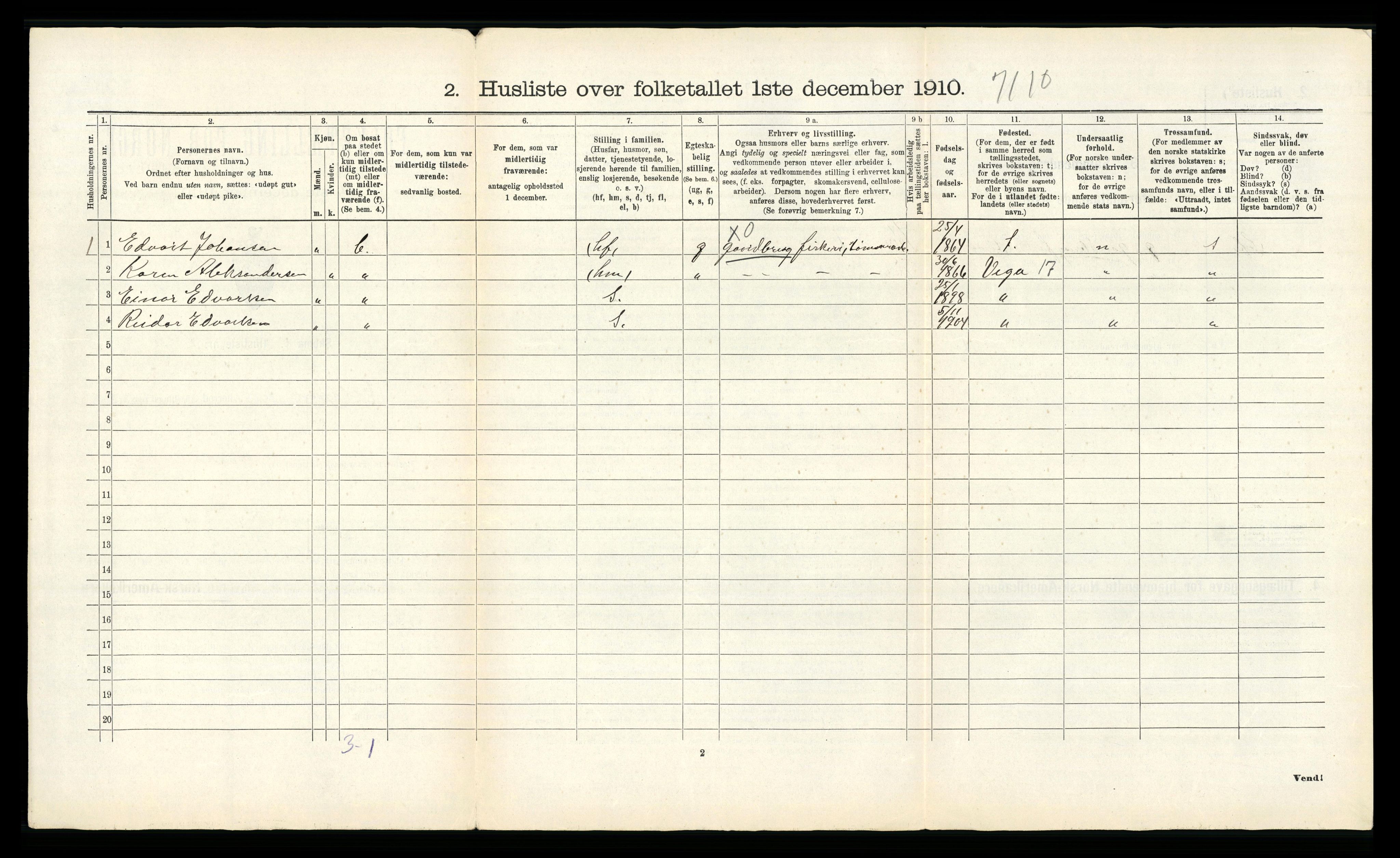 RA, 1910 census for Velfjord, 1910, p. 36