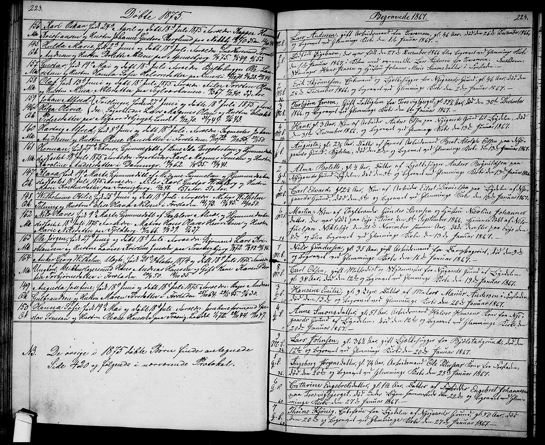 Glemmen prestekontor Kirkebøker, AV/SAO-A-10908/G/Ga/L0004: Parish register (copy) no. 4, 1867-1875, p. 223-224