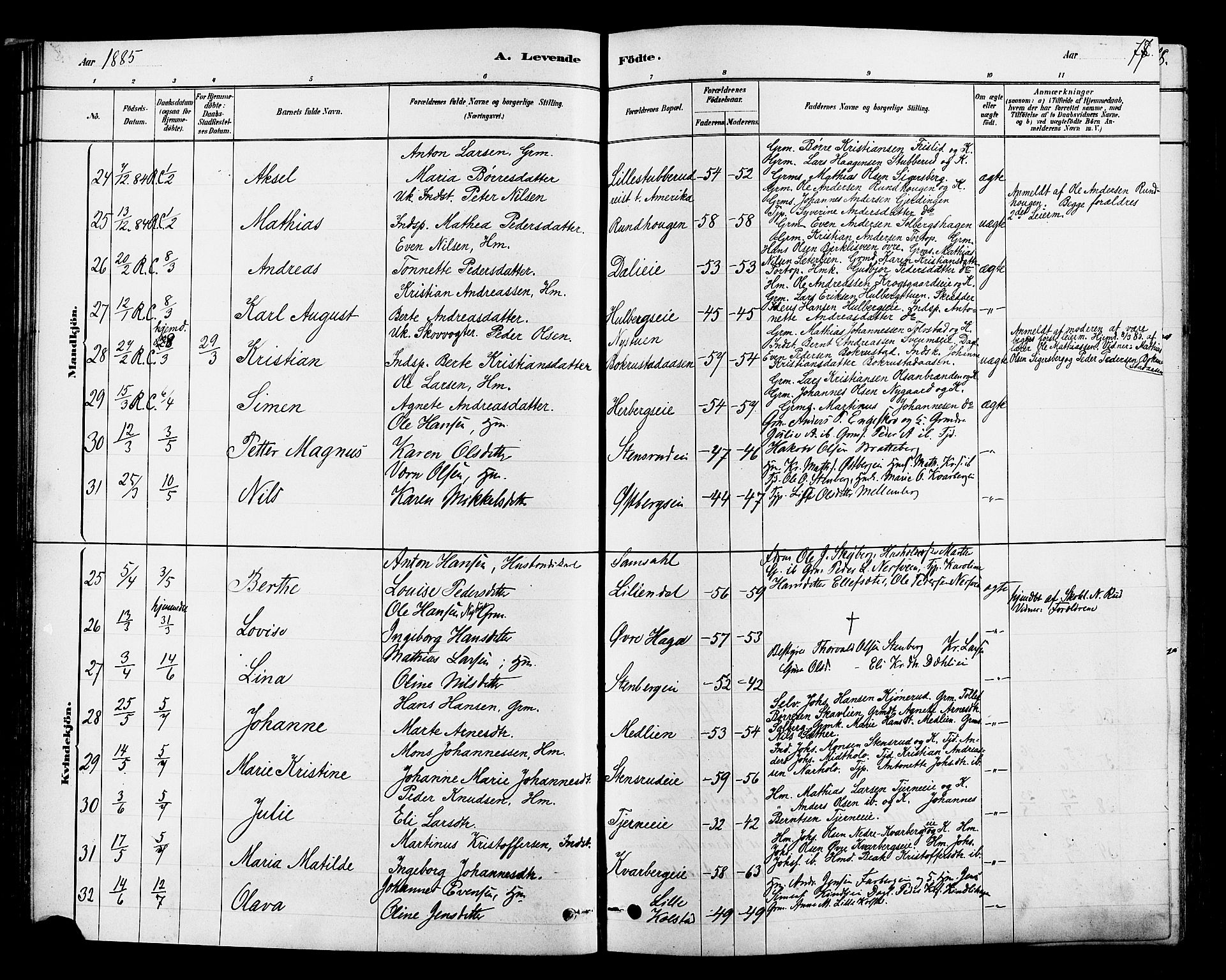 Ringsaker prestekontor, AV/SAH-PREST-014/L/La/L0009: Parish register (copy) no. 9, 1879-1890, p. 77