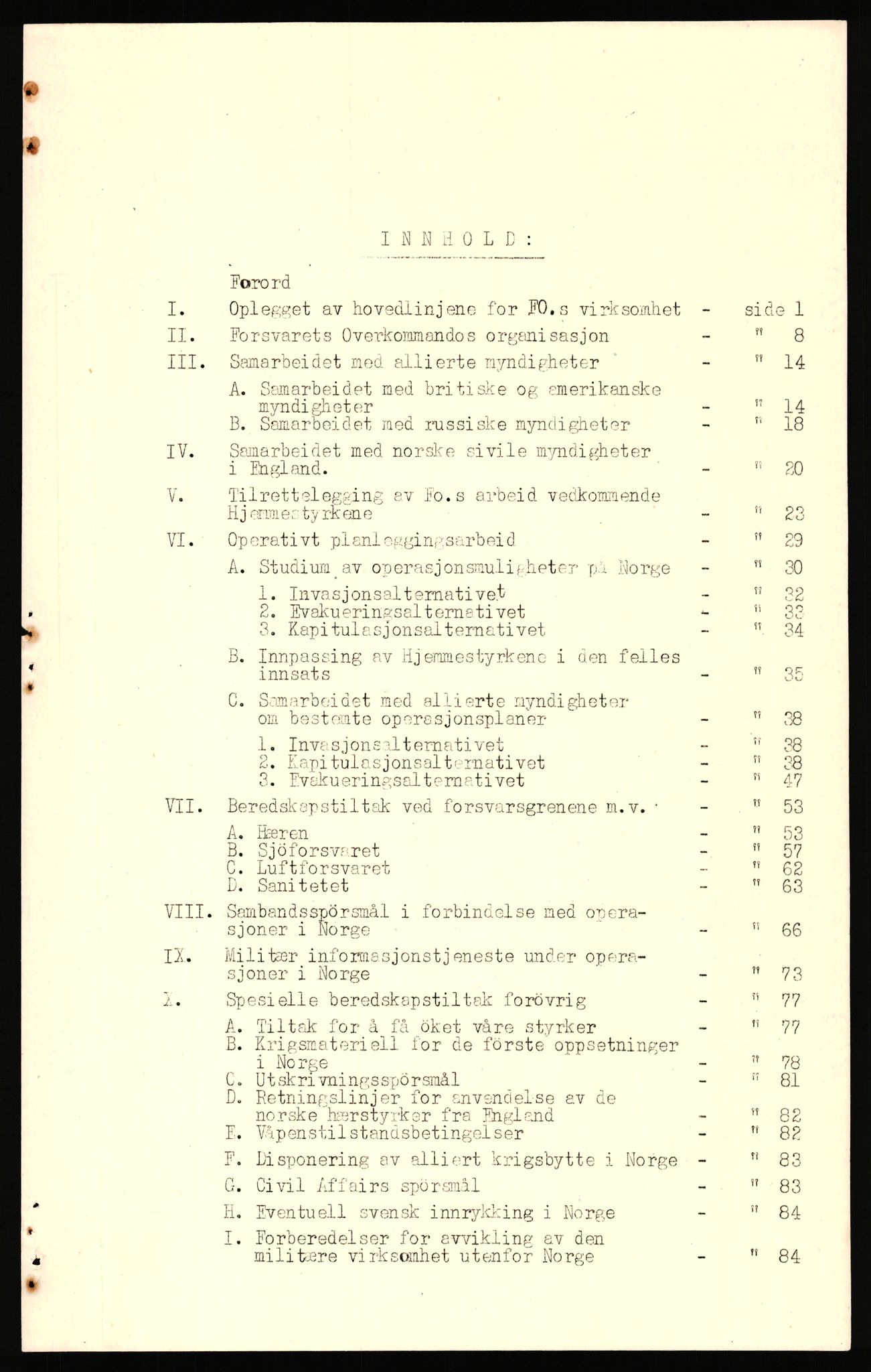Forsvaret, Forsvarets overkommando, AV/RA-RAFA-1920/Da/L0093: Forsvarets organisasjon - rapporter, 1942-1945