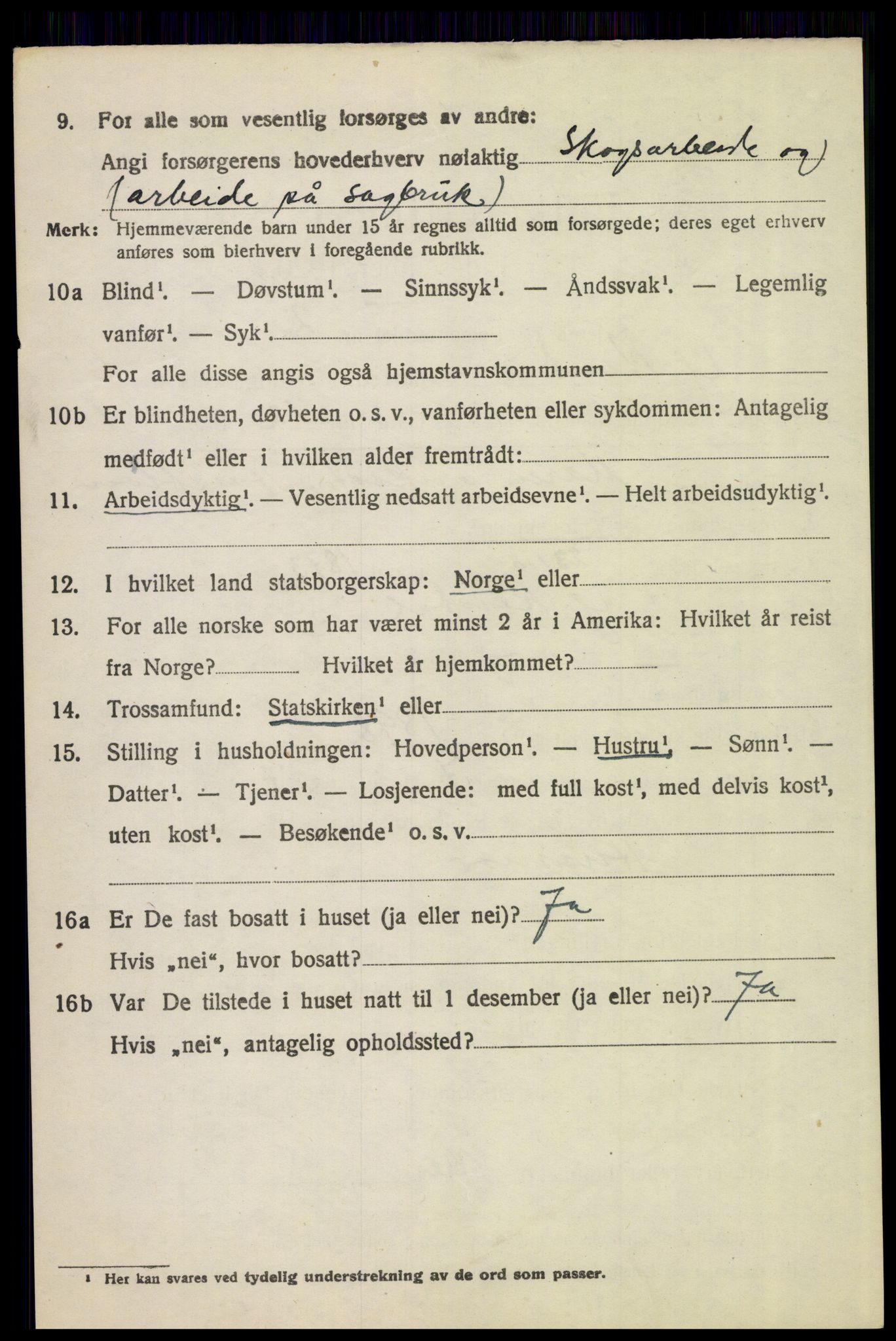 SAH, 1920 census for Ytre Rendal, 1920, p. 3320