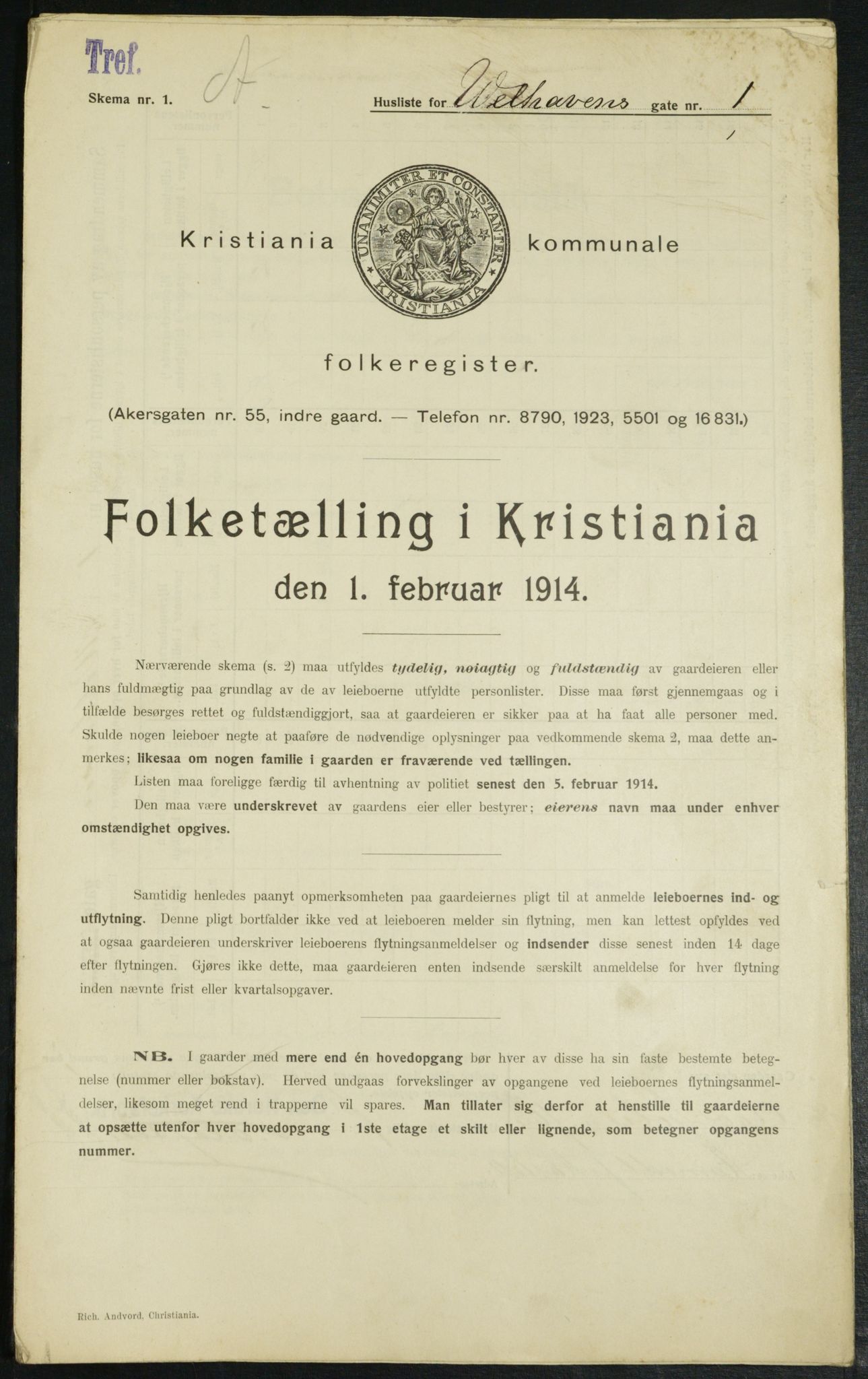 OBA, Municipal Census 1914 for Kristiania, 1914, p. 128364