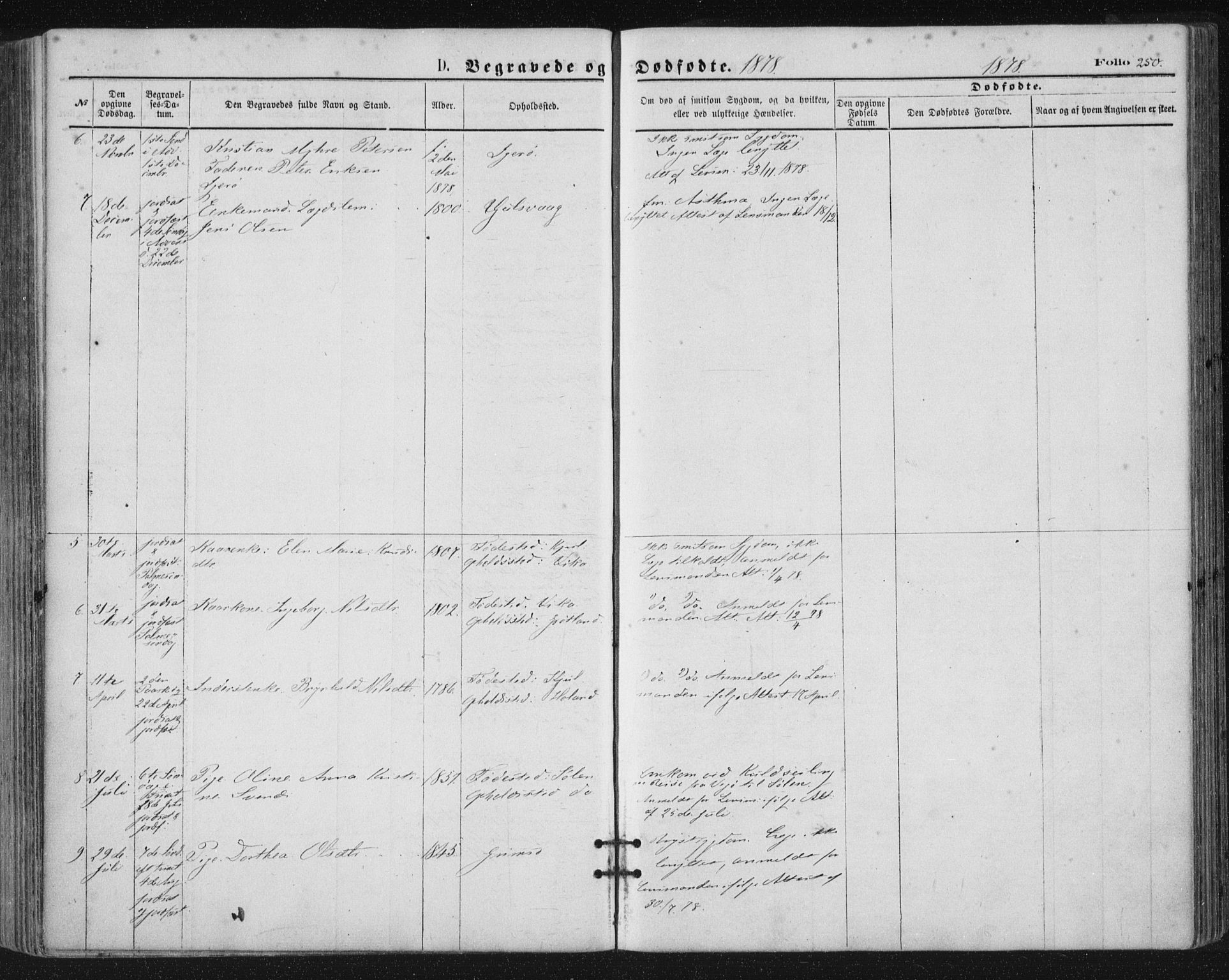 Ministerialprotokoller, klokkerbøker og fødselsregistre - Nordland, SAT/A-1459/816/L0241: Parish register (official) no. 816A07, 1870-1885, p. 250