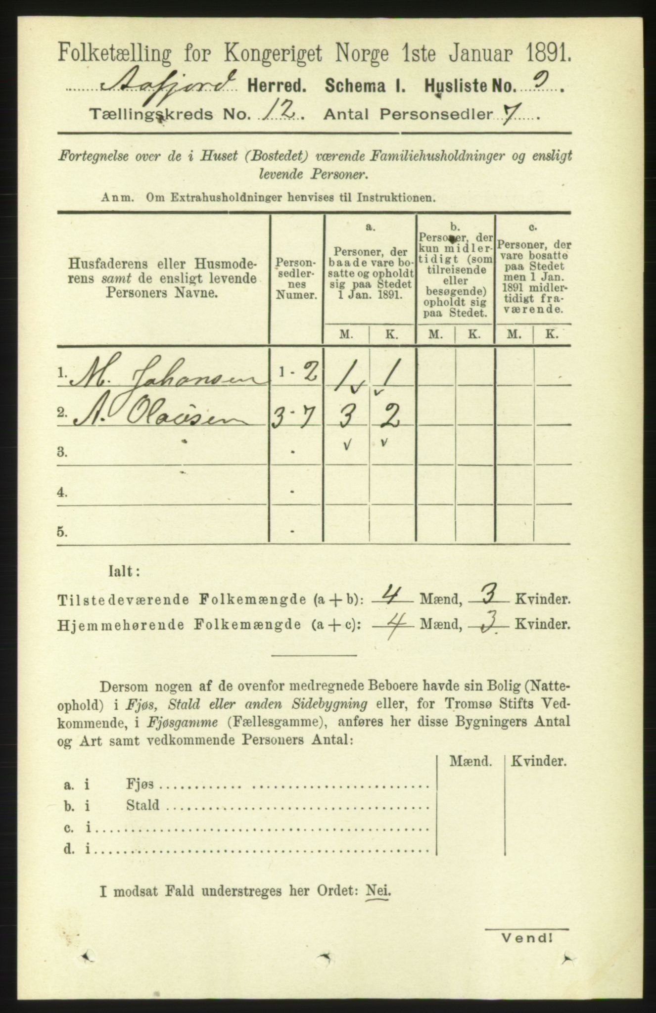 RA, 1891 census for 1630 Åfjord, 1891, p. 3695