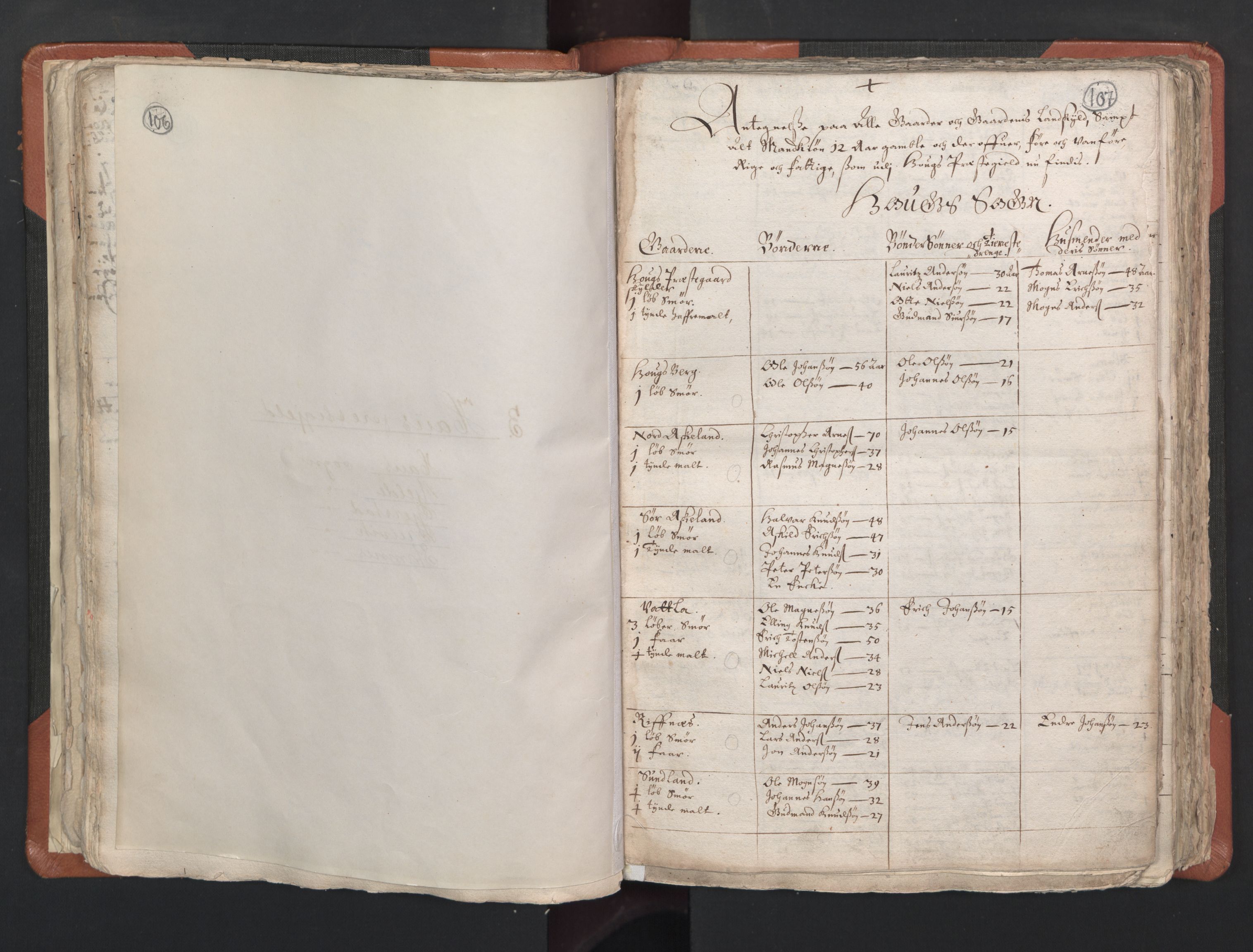 RA, Vicar's Census 1664-1666, no. 22: Nordhordland deanery, 1664-1666, p. 106-107