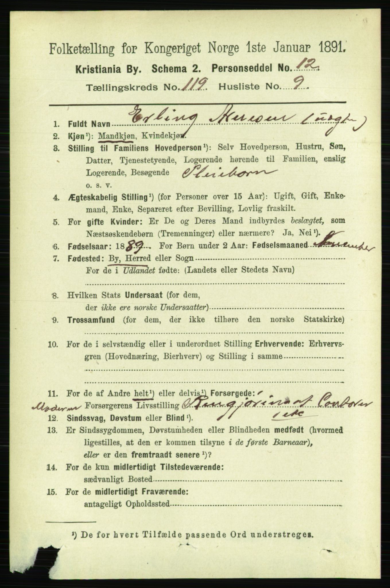 RA, 1891 census for 0301 Kristiania, 1891, p. 63830