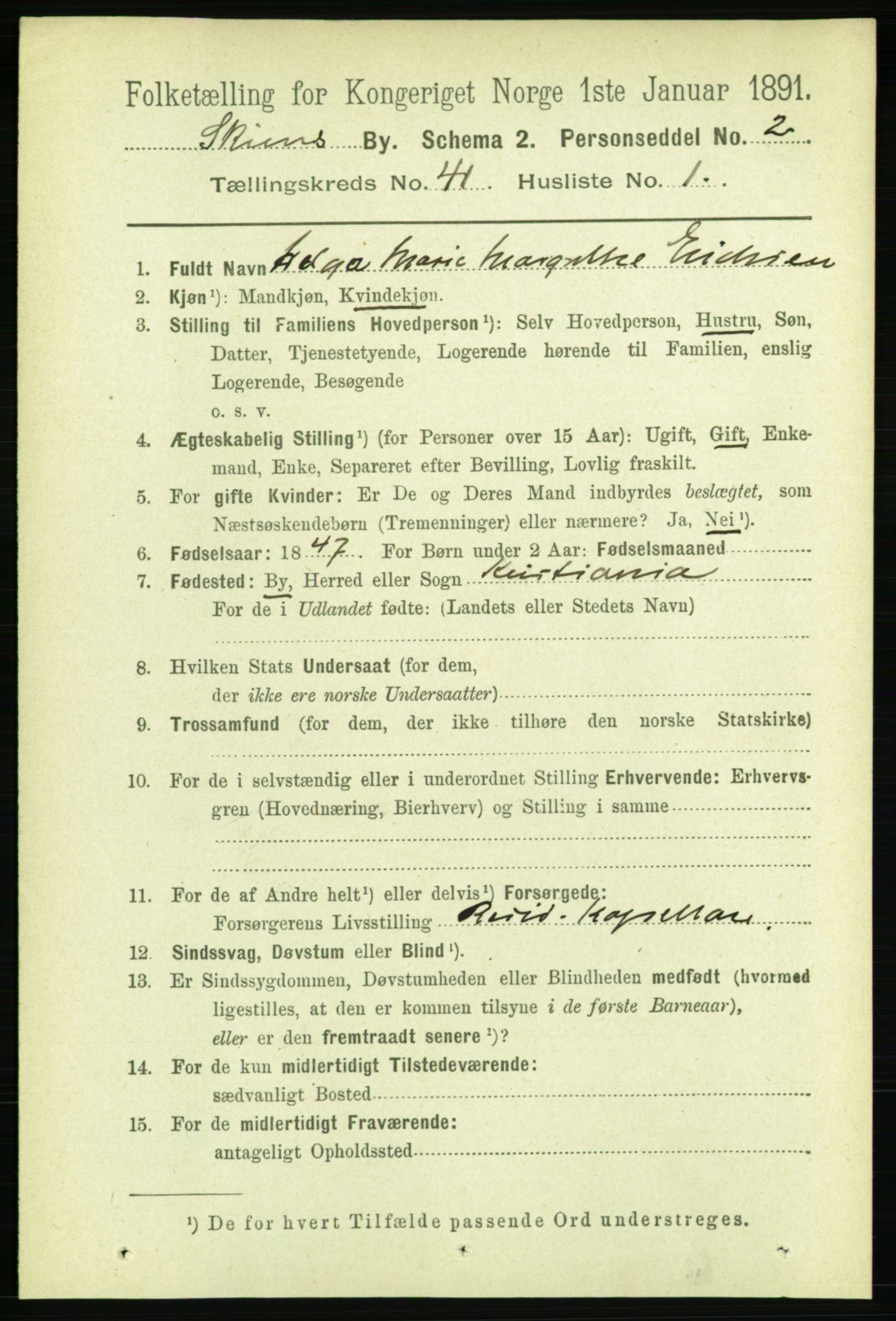 RA, 1891 census for 0806 Skien, 1891, p. 8442