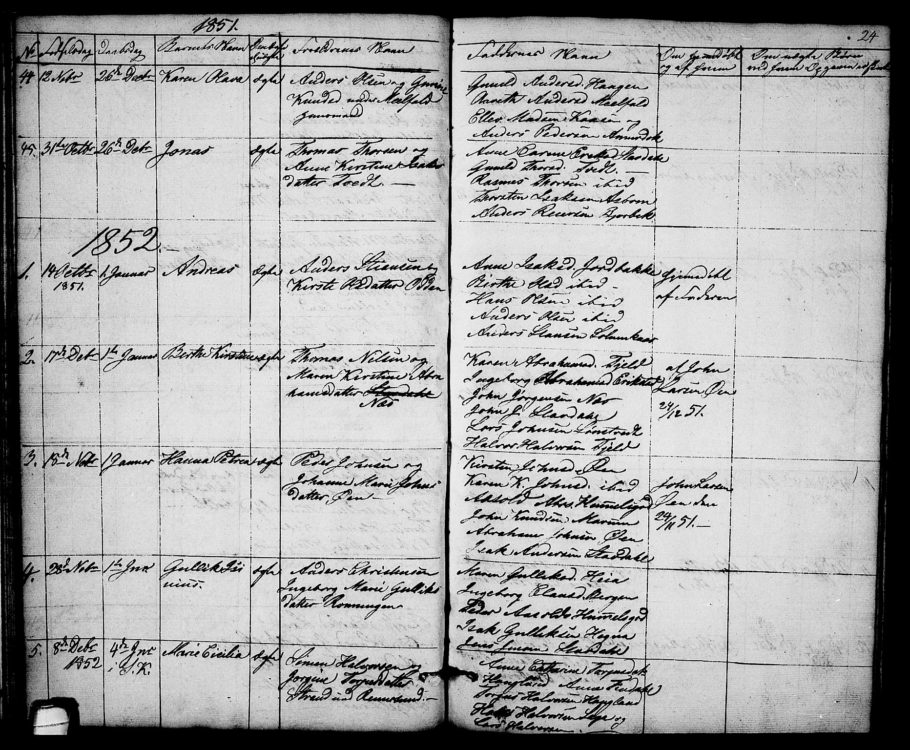 Solum kirkebøker, SAKO/A-306/G/Gb/L0001: Parish register (copy) no. II 1, 1848-1859, p. 24