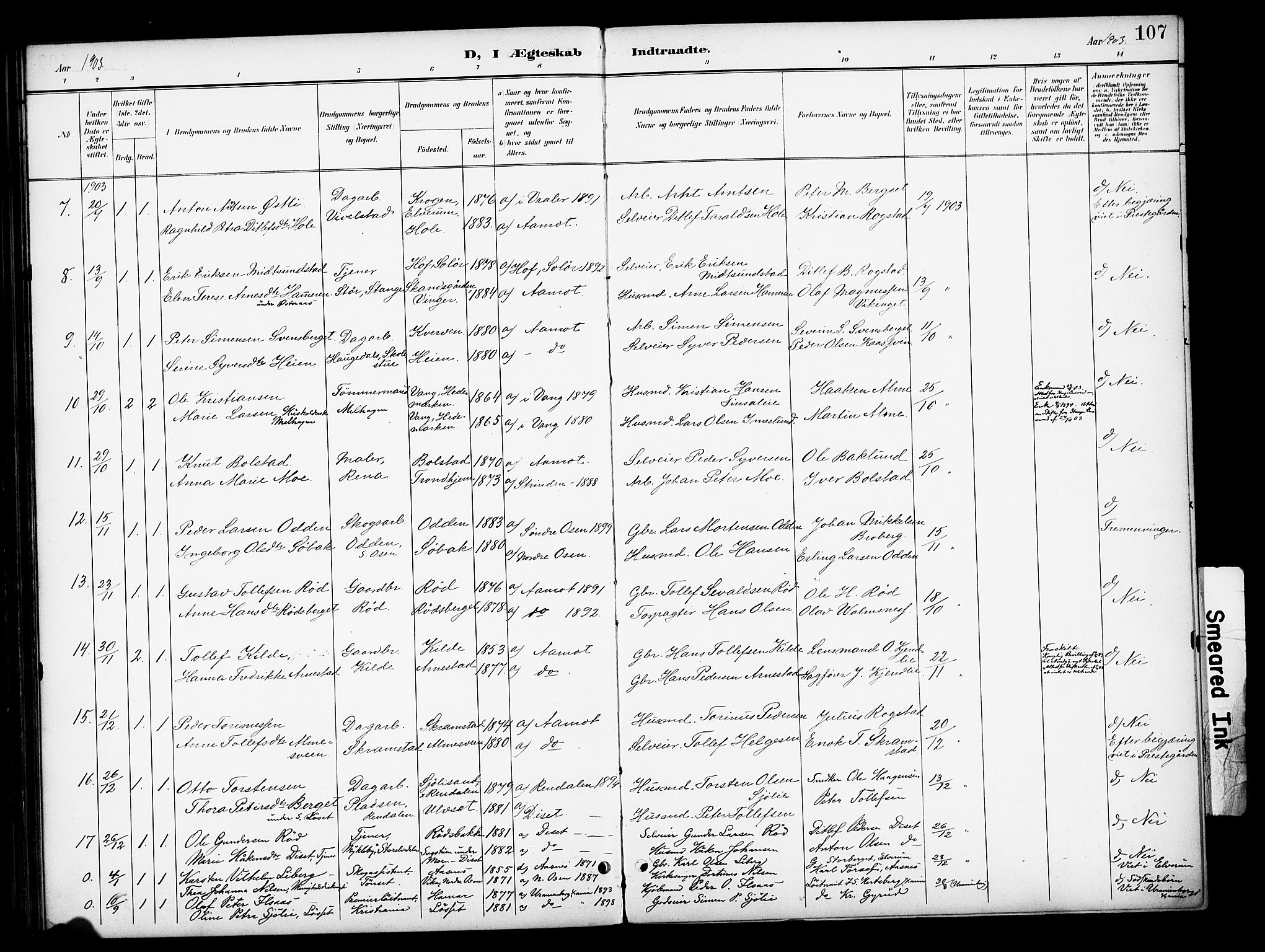 Åmot prestekontor, Hedmark, AV/SAH-PREST-056/H/Ha/Haa/L0013: Parish register (official) no. 13, 1898-1906, p. 107