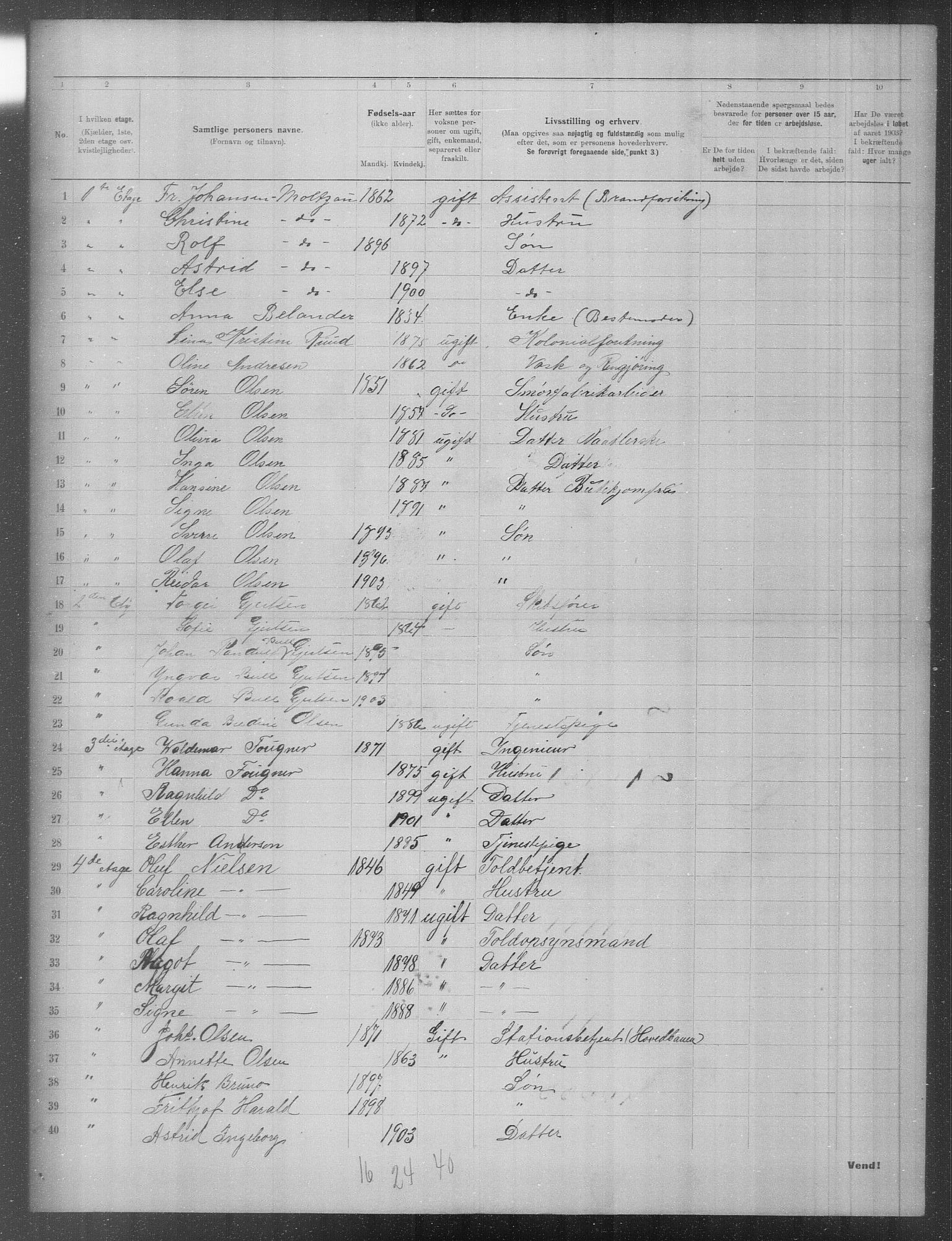 OBA, Municipal Census 1903 for Kristiania, 1903, p. 611