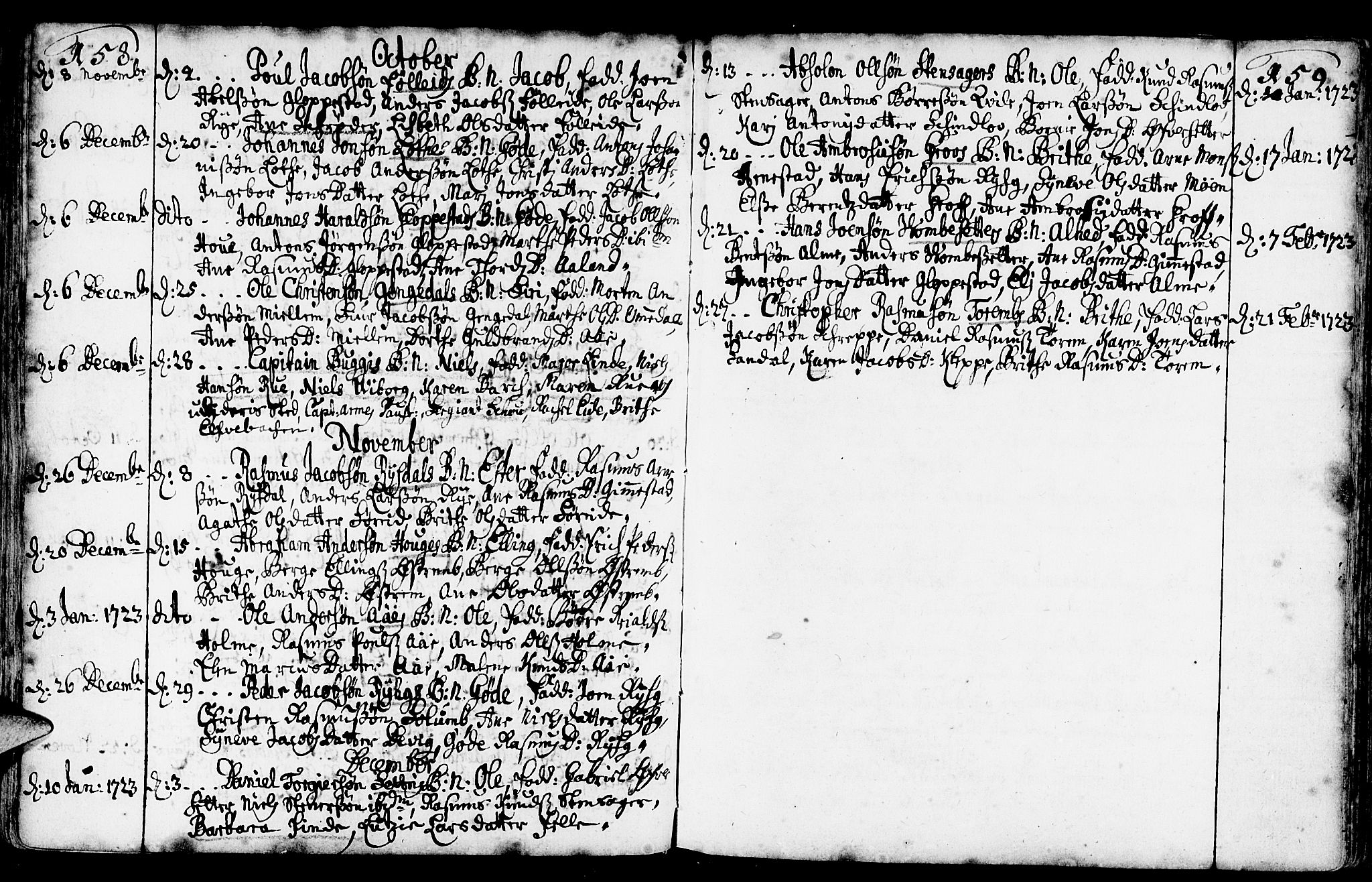 Gloppen sokneprestembete, SAB/A-80101/H/Haa/Haaa/L0002: Parish register (official) no. A 2, 1712-1735, p. 158-159