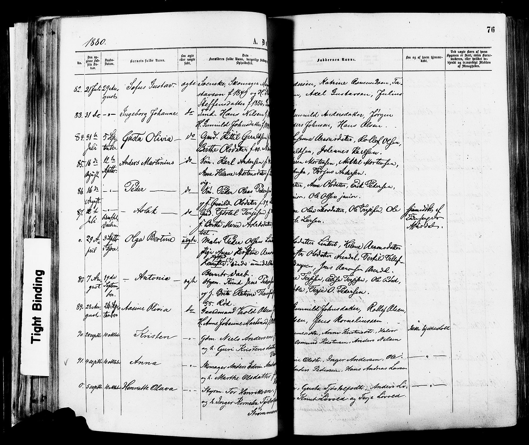 Øyestad sokneprestkontor, AV/SAK-1111-0049/F/Fa/L0016: Parish register (official) no. A 16, 1874-1886, p. 76