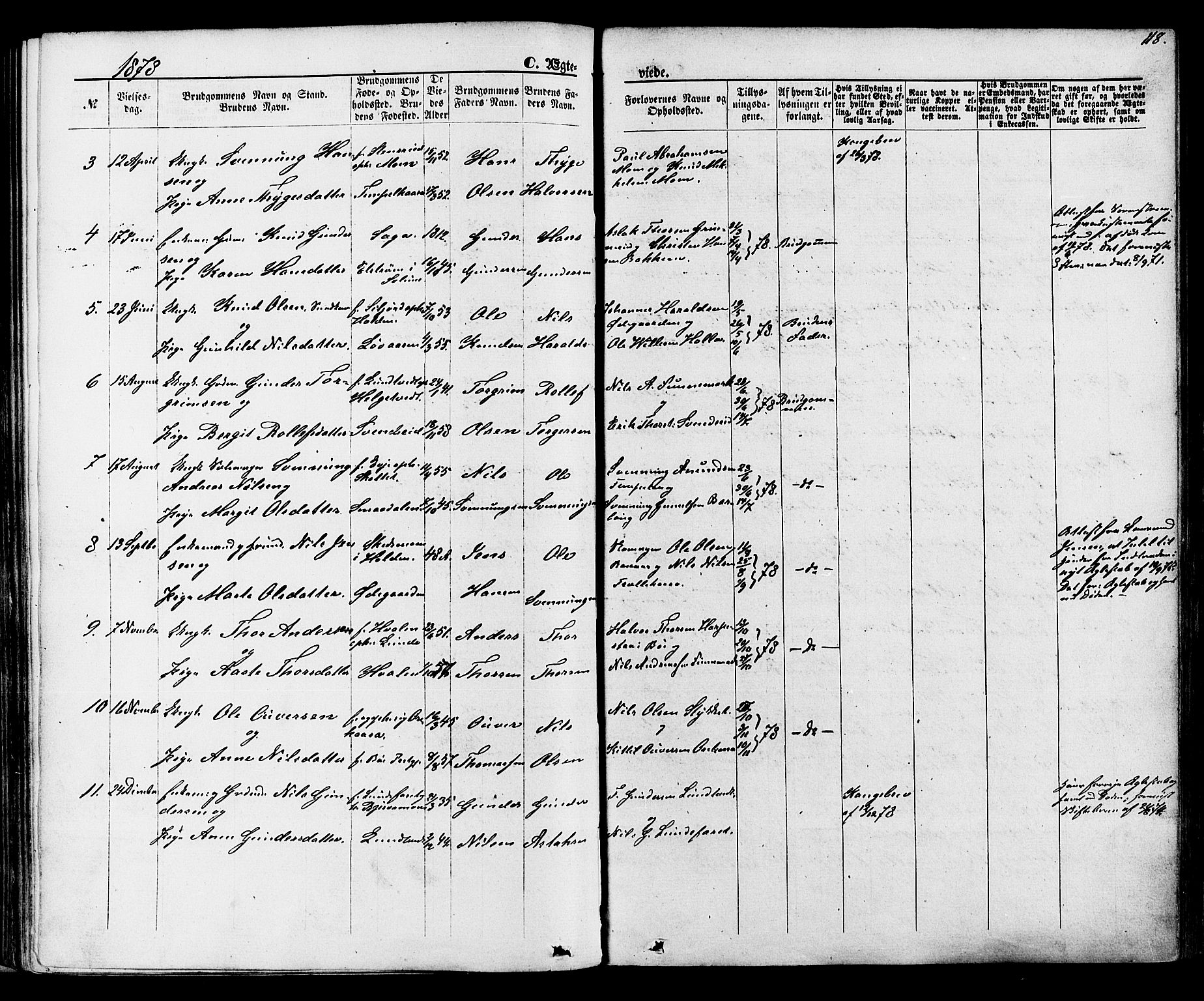 Lunde kirkebøker, SAKO/A-282/F/Fa/L0001: Parish register (official) no. I 1, 1866-1883, p. 118