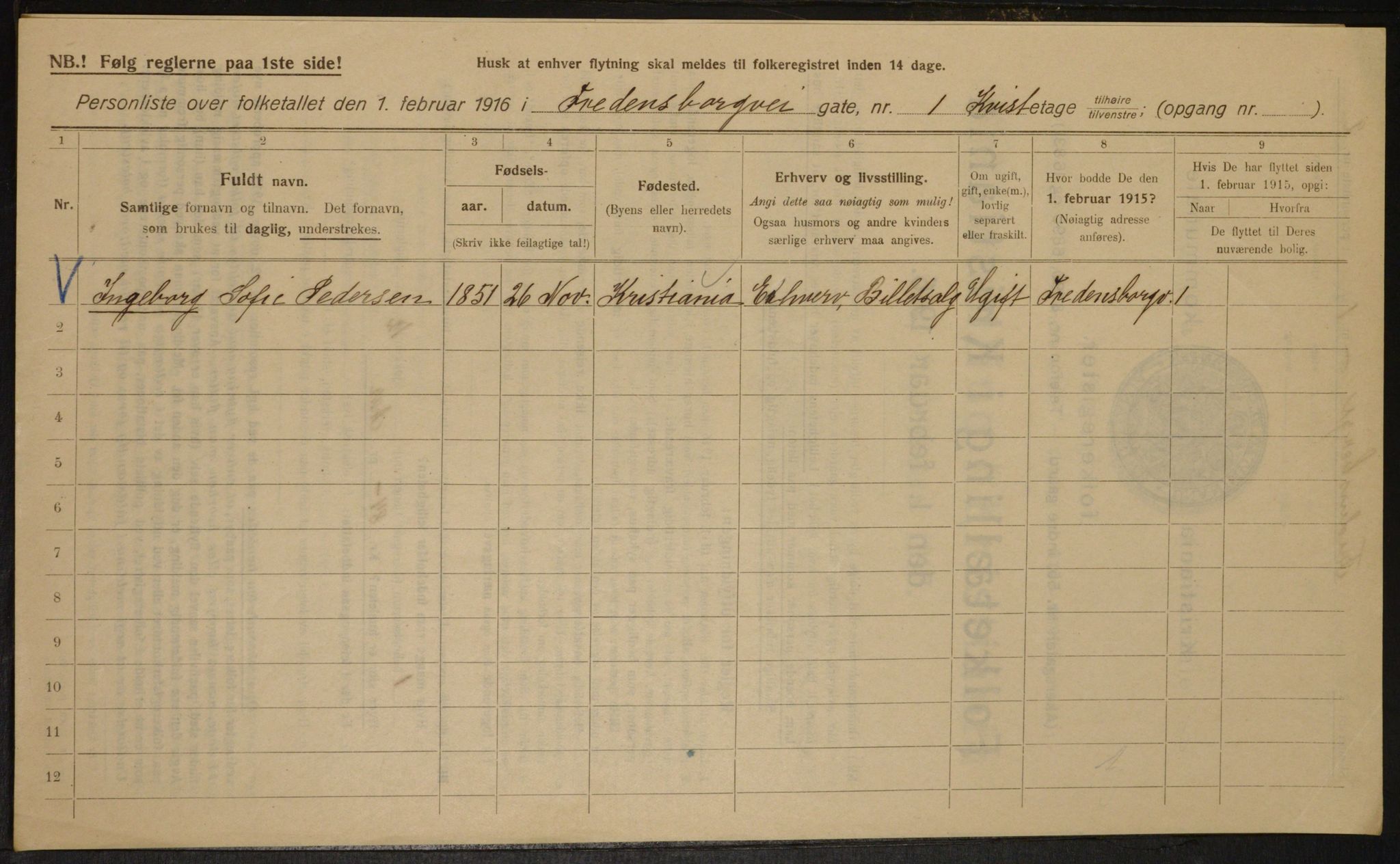 OBA, Municipal Census 1916 for Kristiania, 1916, p. 25894