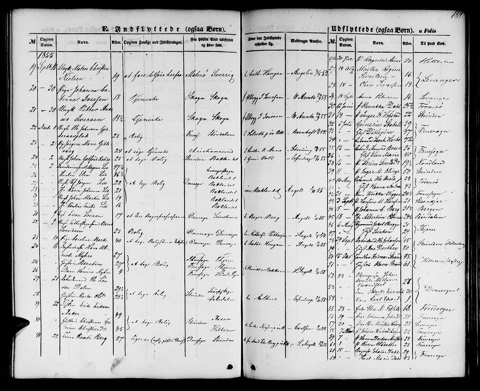 Ministerialprotokoller, klokkerbøker og fødselsregistre - Sør-Trøndelag, SAT/A-1456/604/L0184: Parish register (official) no. 604A05, 1851-1860, p. 189