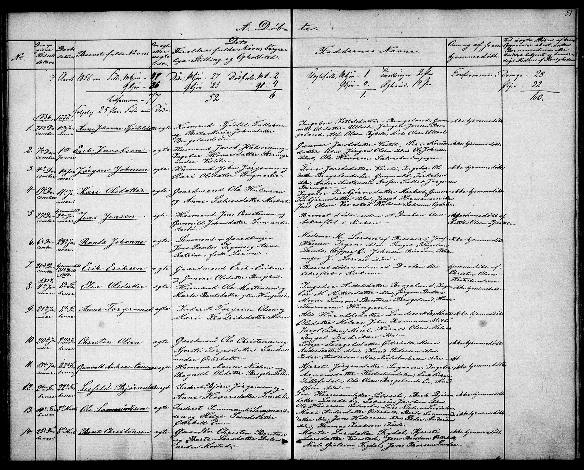 Gjerstad sokneprestkontor, SAK/1111-0014/F/Fa/Faa/L0006: Parish register (official) no. A 6, 1841-1857, p. 81