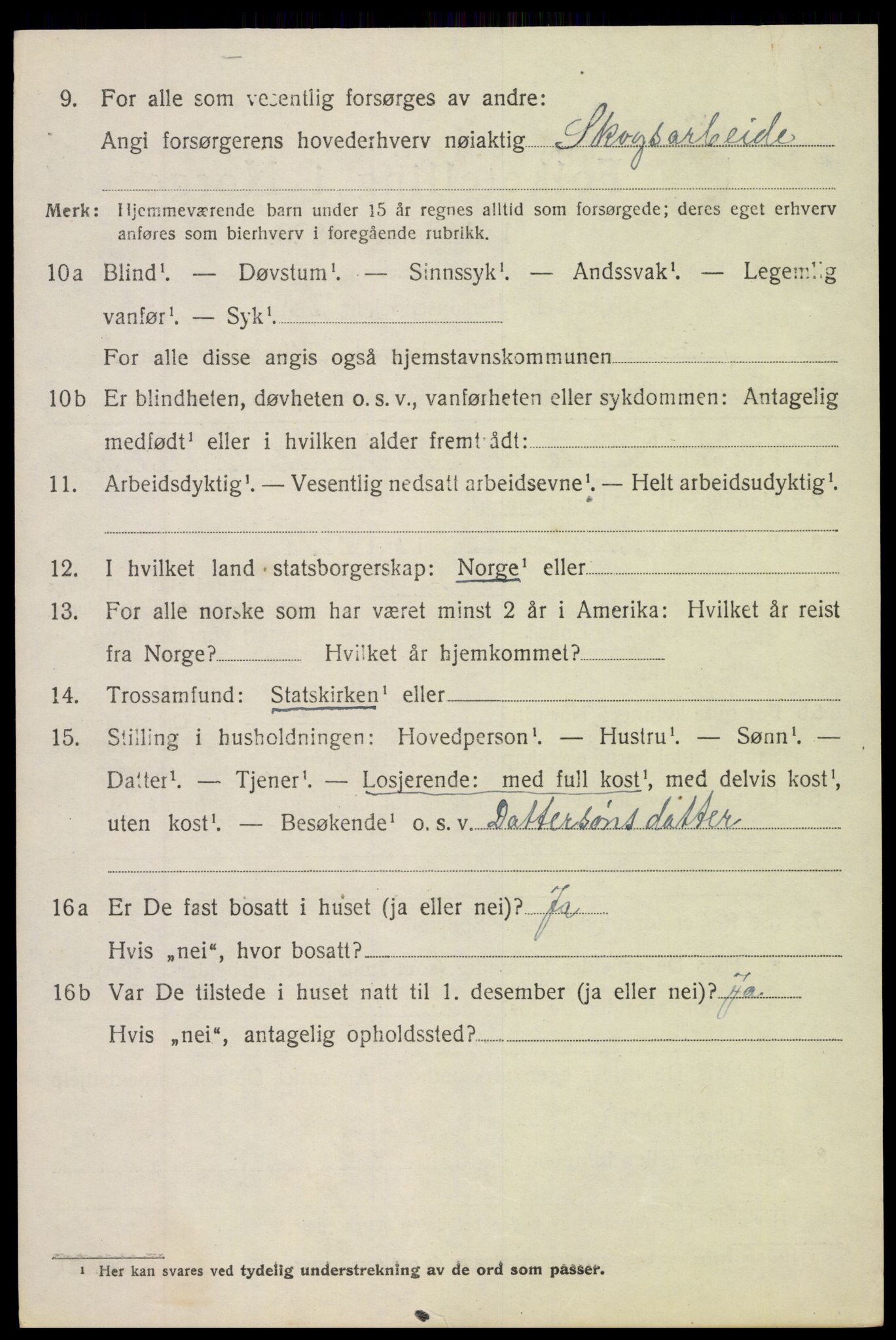 SAH, 1920 census for Nordre Land, 1920, p. 1567