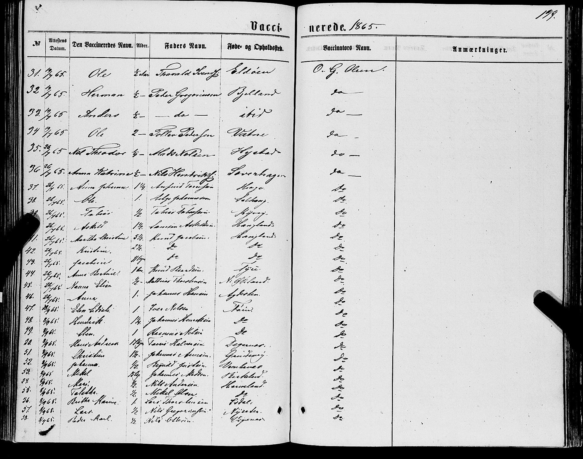 Stord sokneprestembete, AV/SAB-A-78201/H/Haa: Parish register (official) no. B 1, 1862-1877, p. 199