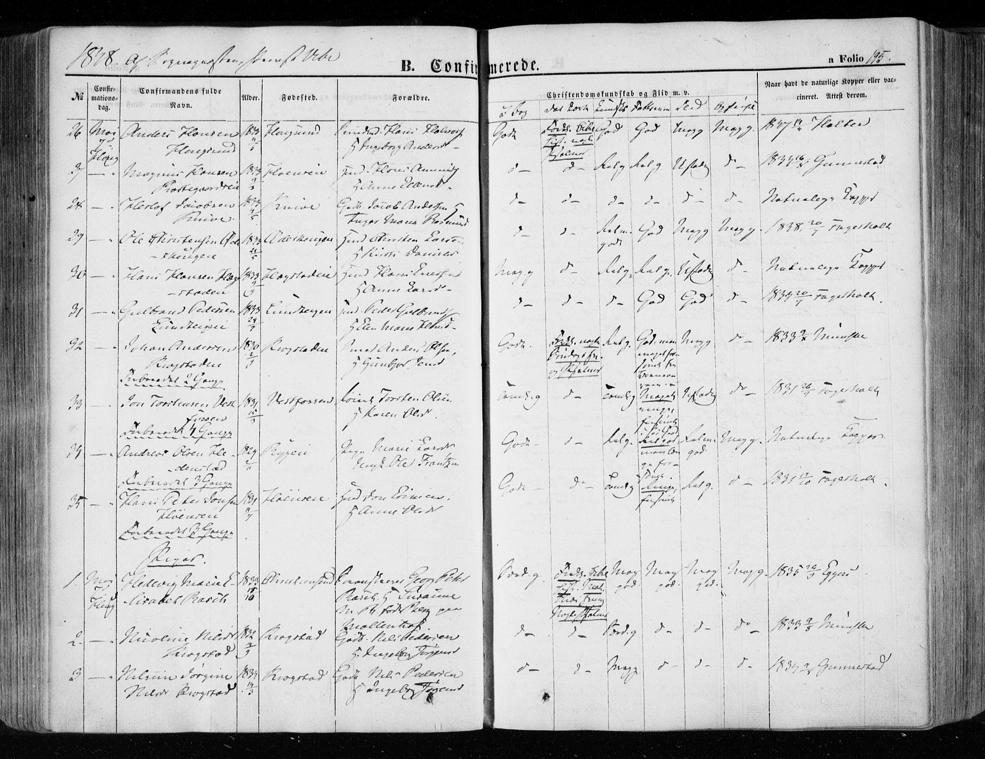 Eiker kirkebøker, AV/SAKO-A-4/F/Fa/L0014: Parish register (official) no. I 14, 1846-1854, p. 195