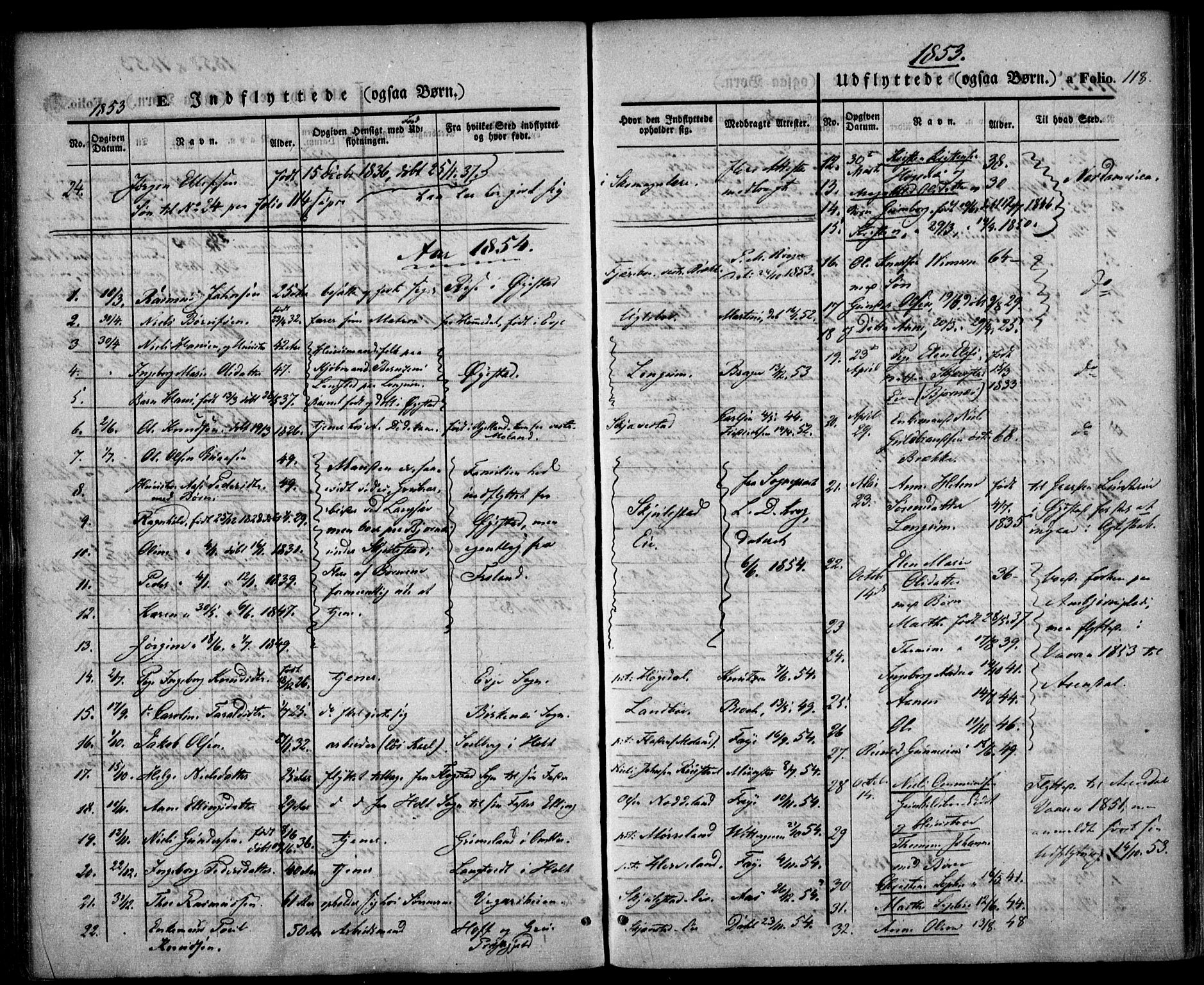 Austre Moland sokneprestkontor, SAK/1111-0001/F/Fa/Faa/L0007: Parish register (official) no. A 7, 1847-1857, p. 118