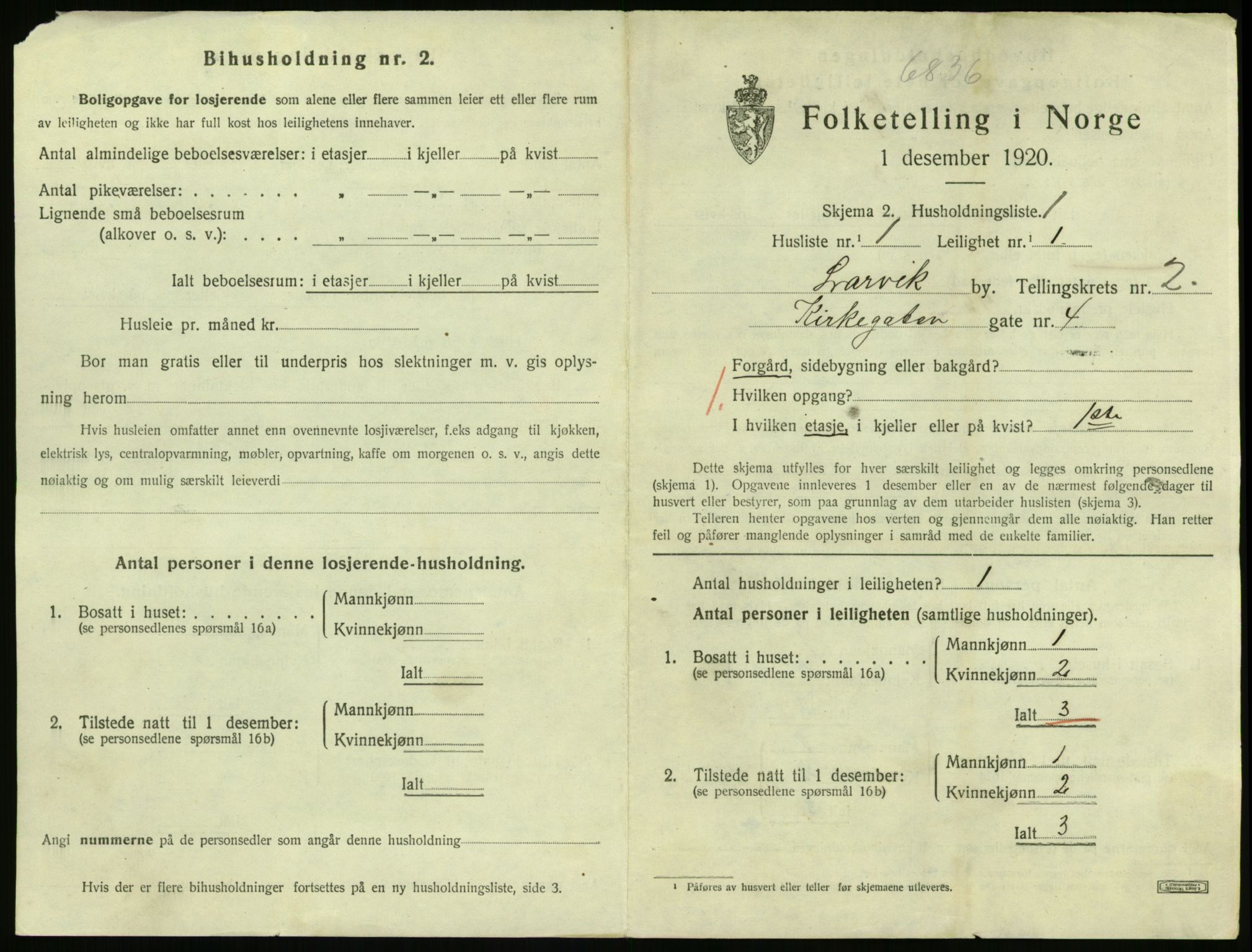 SAKO, 1920 census for Larvik, 1920, p. 3428