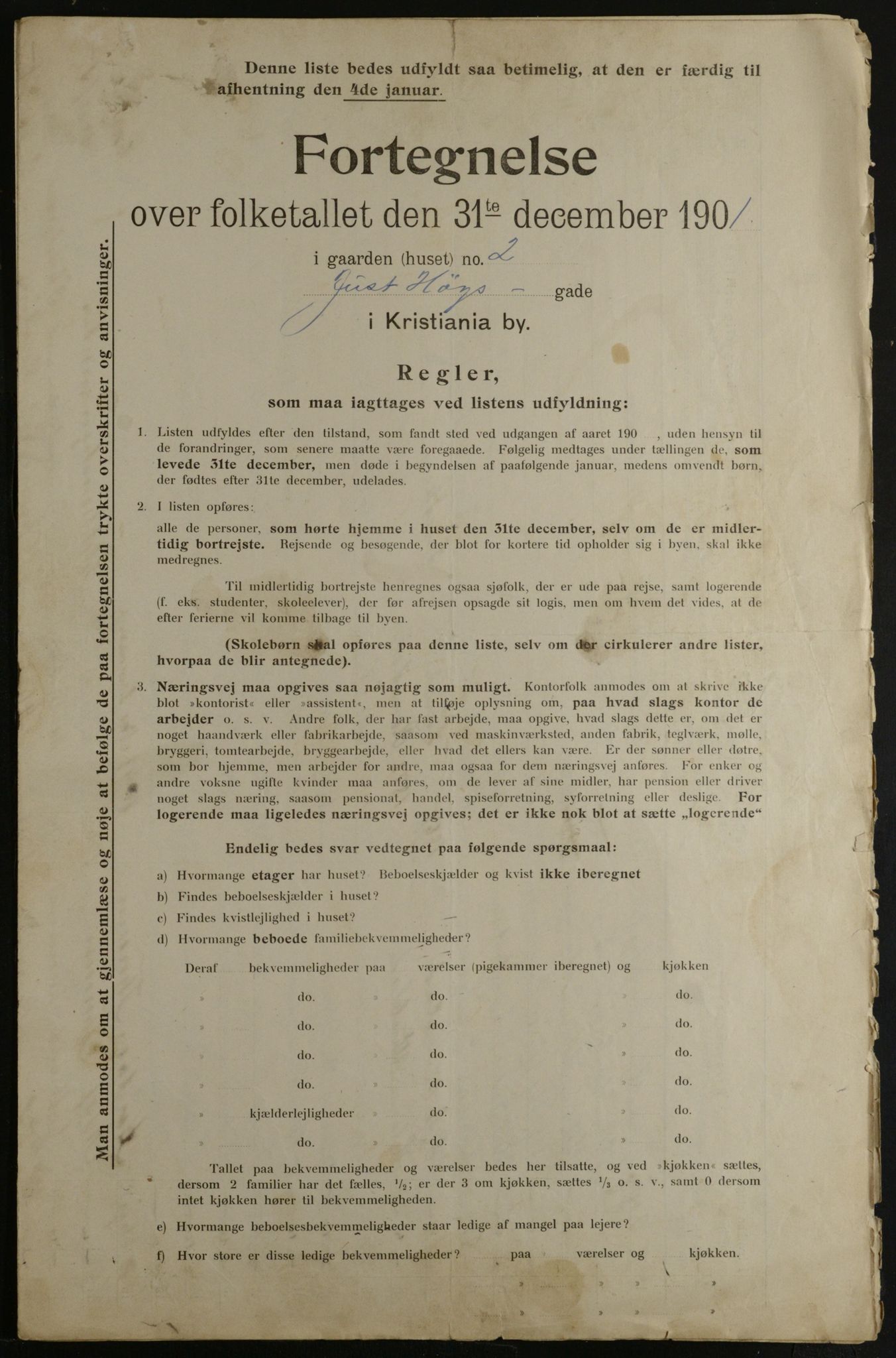 OBA, Municipal Census 1901 for Kristiania, 1901, p. 7438